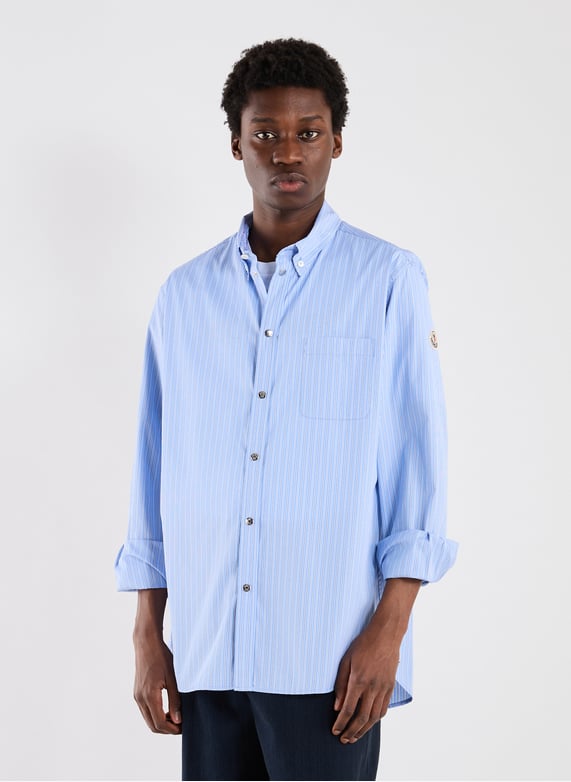 Chemise à rayures en coton | Bleu by MONCLER Chemise à rayures en coton Bleu