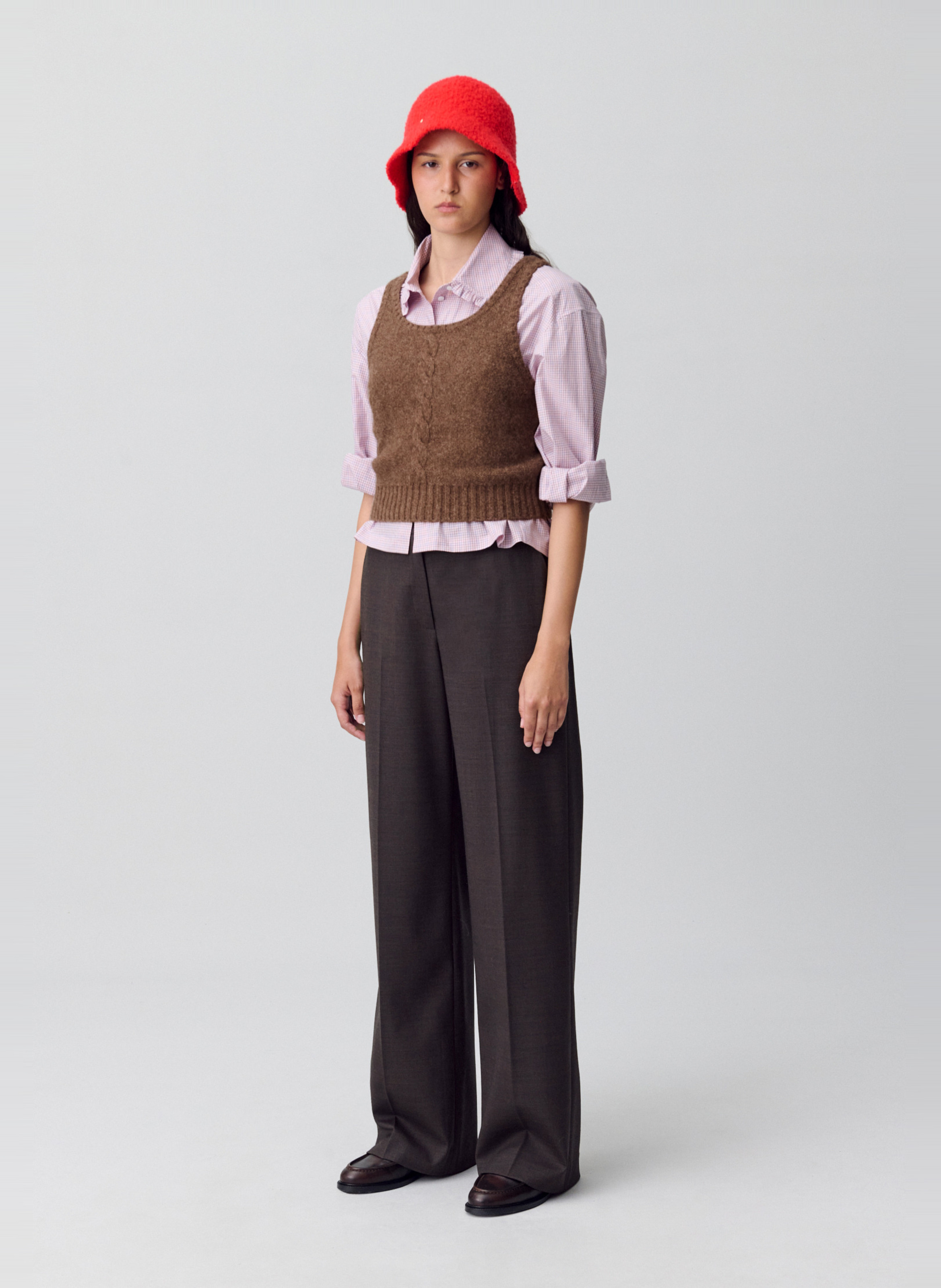 Débardeur col rond en laine CLAUDIE PIERLOT Marron