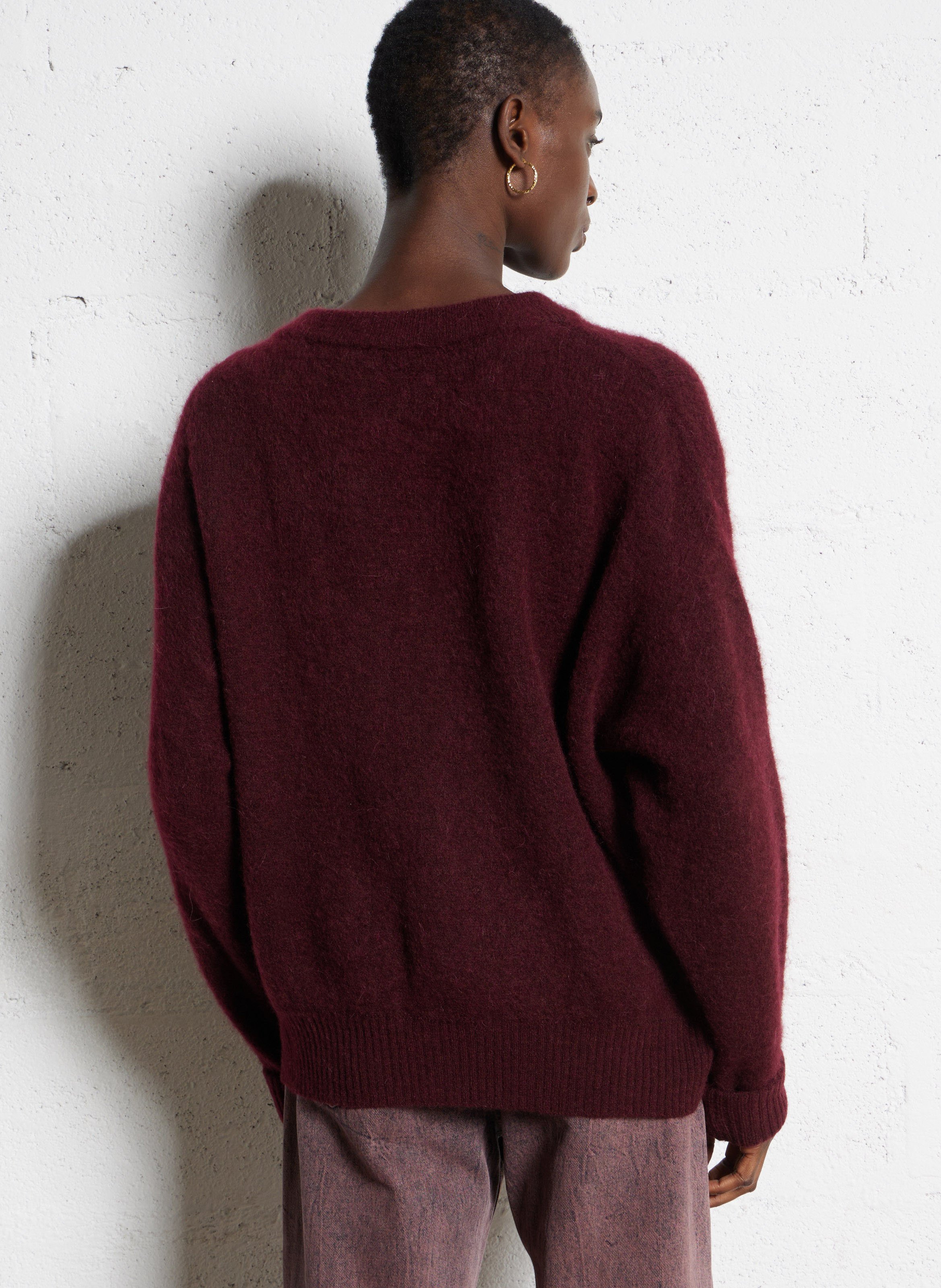 Pull ample col rond en laine mélangée vitow AMERICAN VINTAGE Rouge