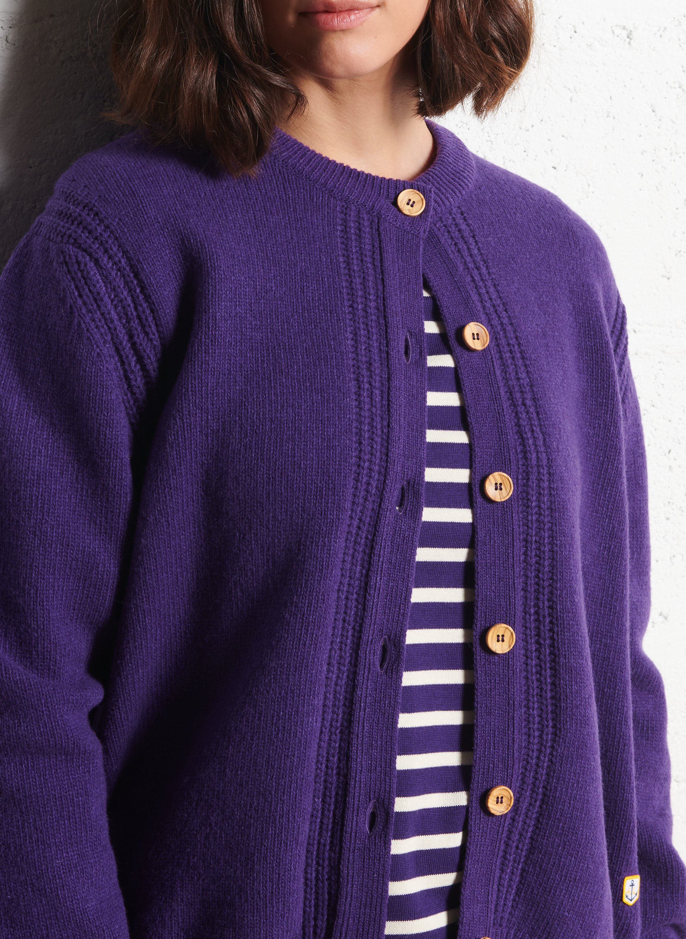 Gilet droit col rond en laine mélangée heritage ARMOR-LUX Bleu