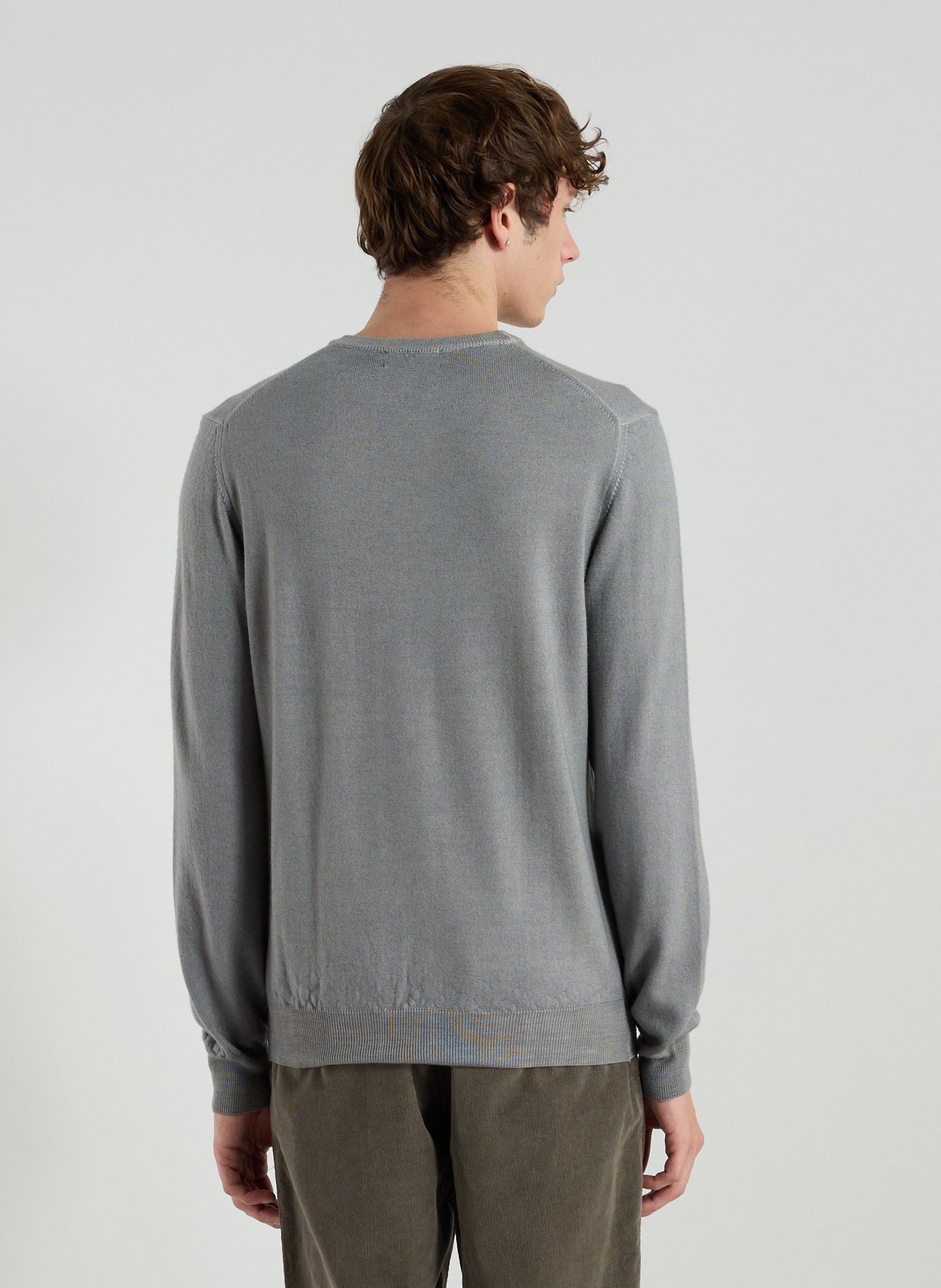 Pull col rond en laine WOOLRICH Gris