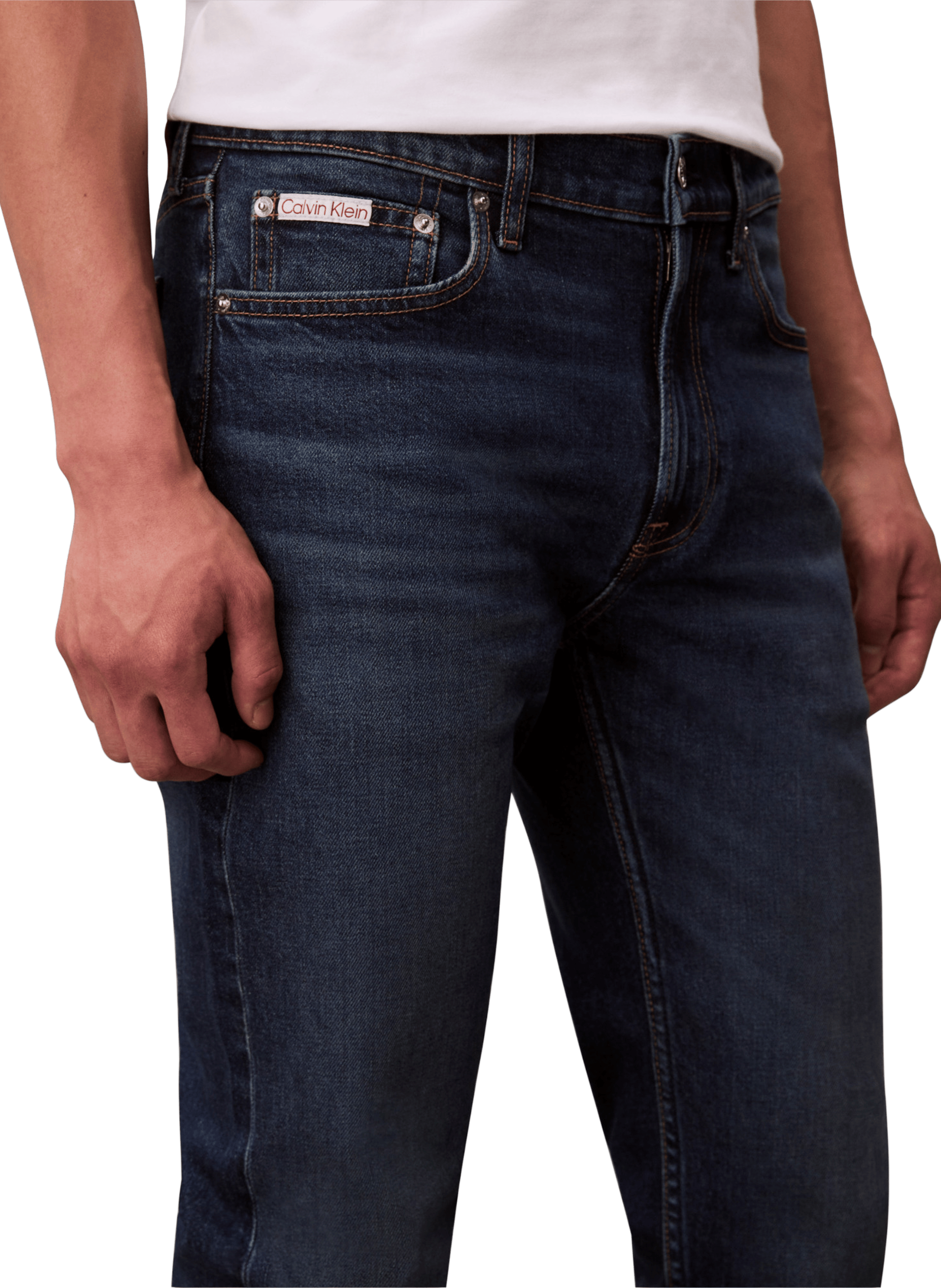 Jean denim Slim Taper en coton mélangé CALVIN KLEIN Bleu