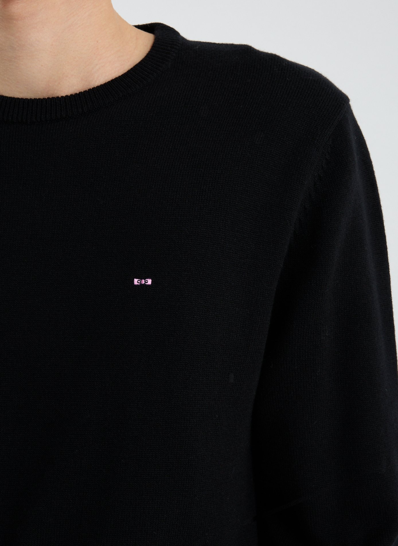 Round neck wool and cotton sweater EDEN PARK Black