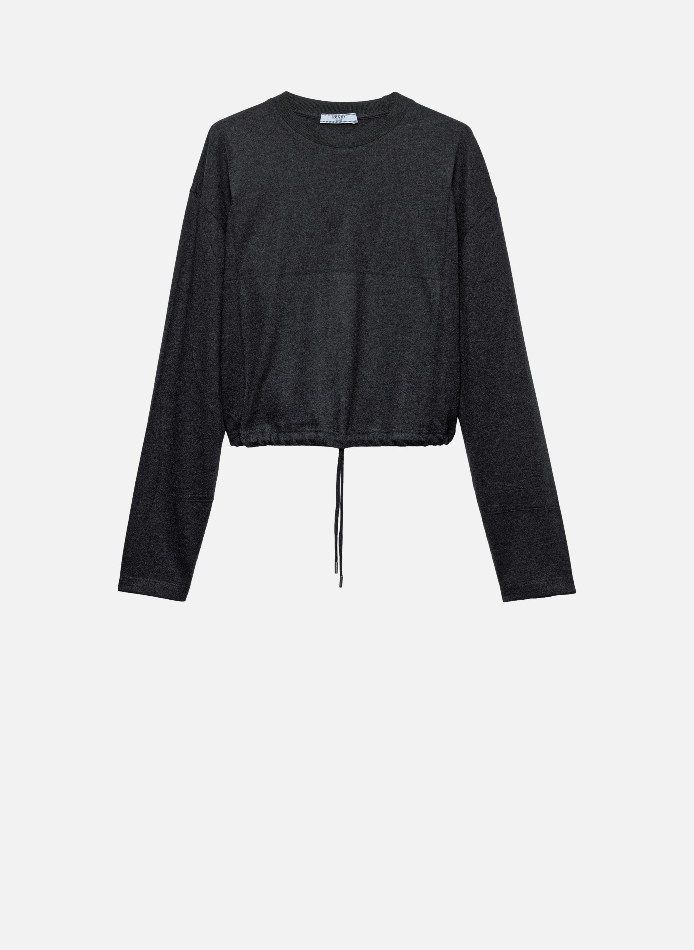 T-shirt à manches longues en laine et cachemire PRADA Gris