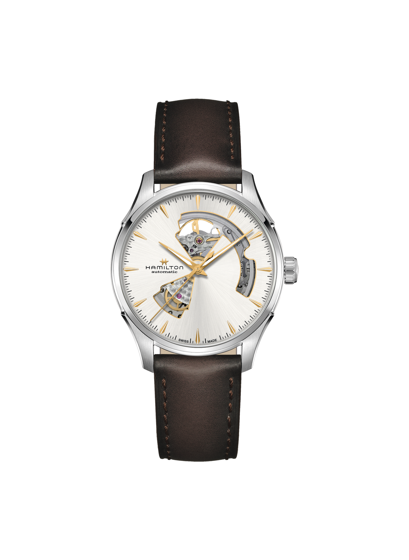 Montre automatique en cuir et acier inoxydable HAMILTON Blanc