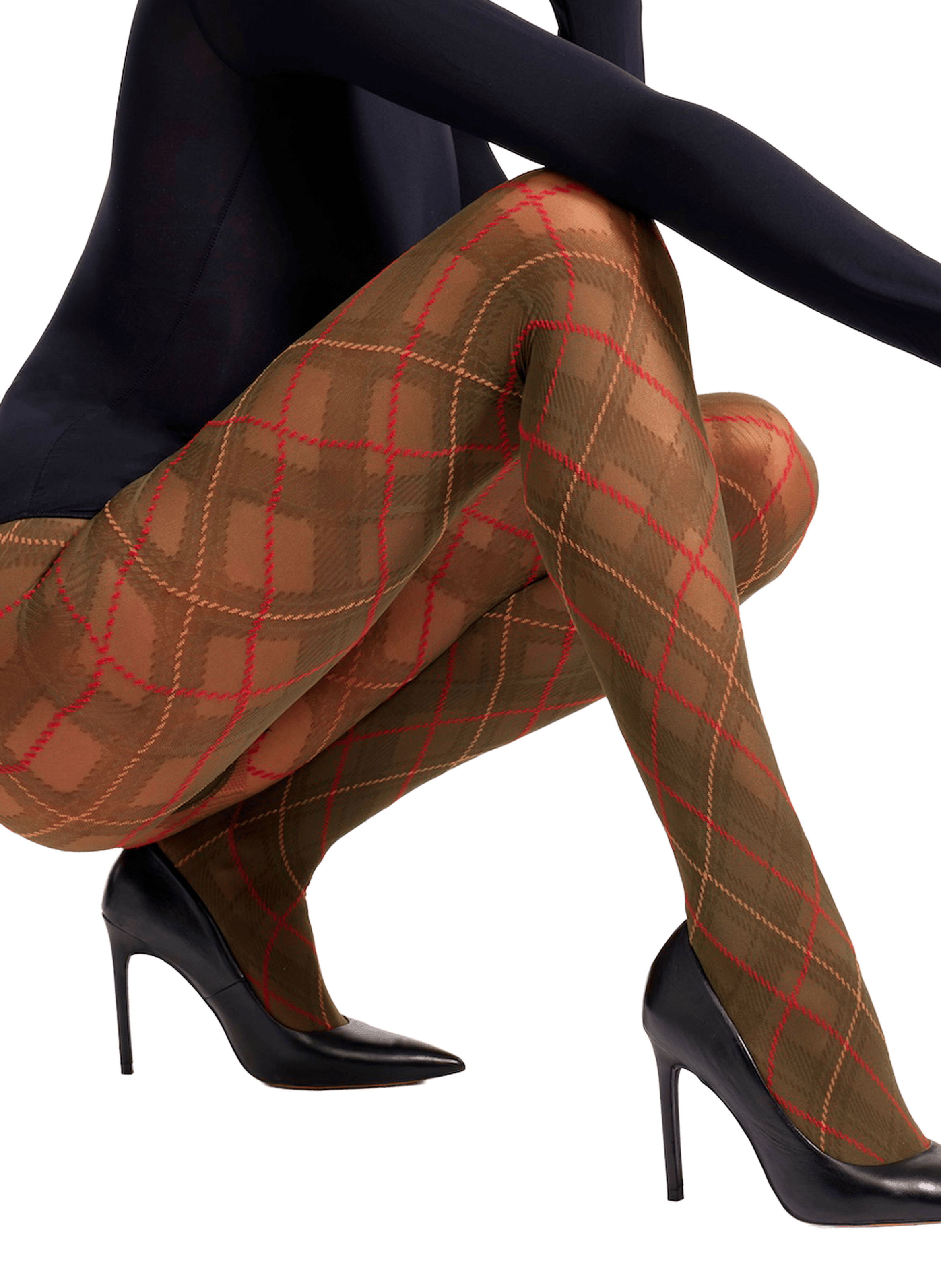 DORÉ DORÉ Sheer patterned tights in a wool blend Green