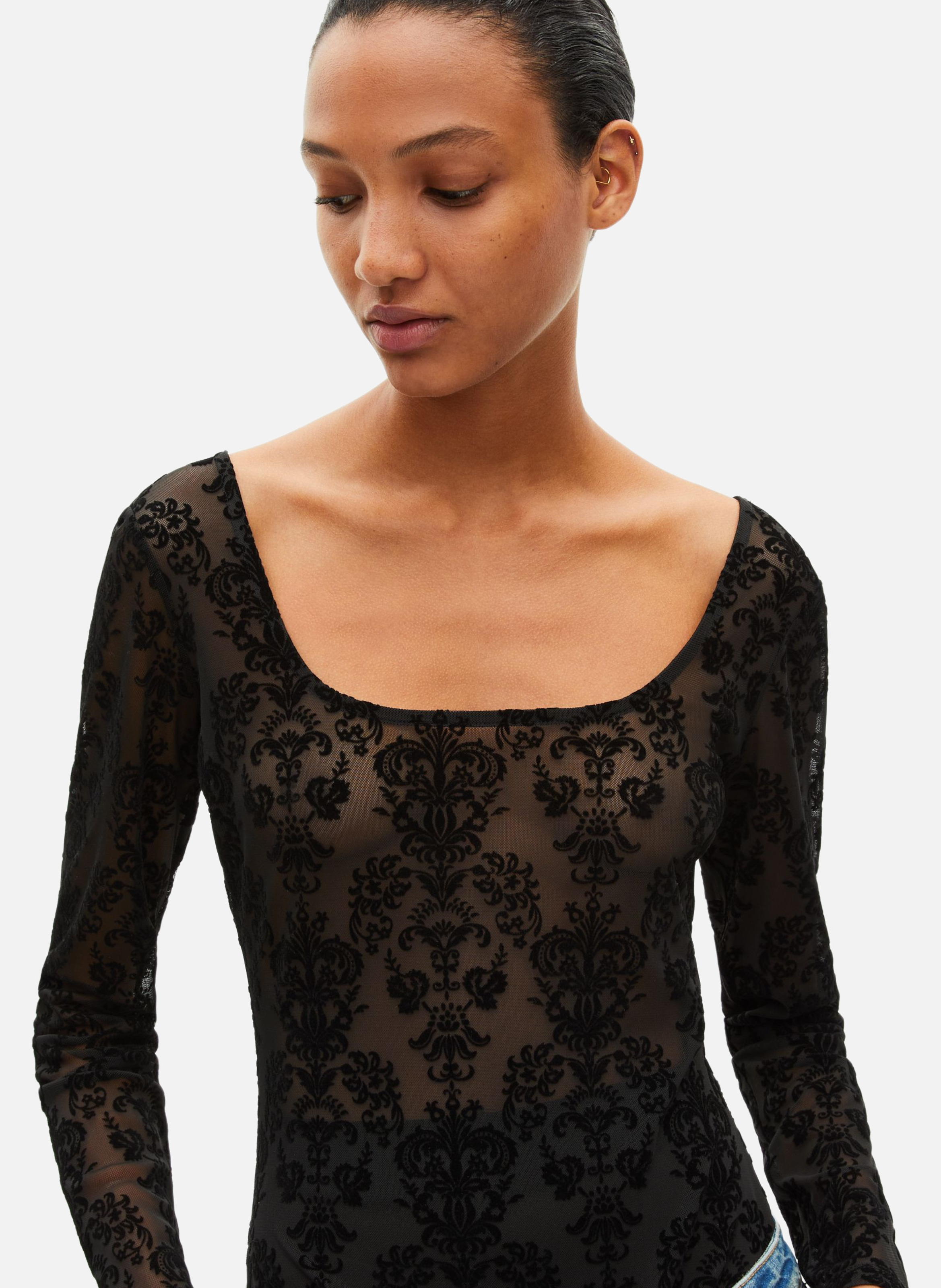 Body en mesh avec flocages THE KOOPLES Noir