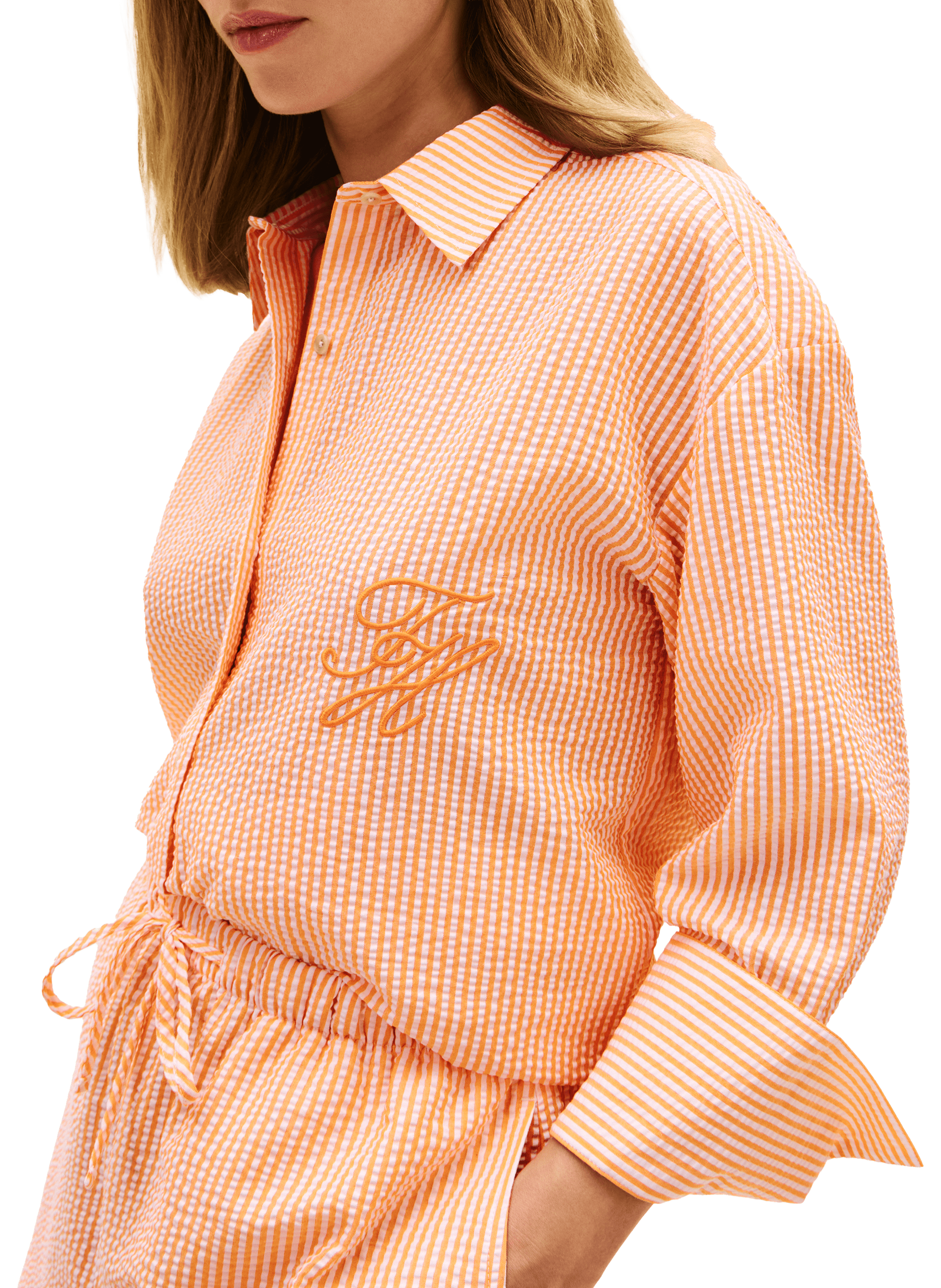 Long striped shirt with embroidered logo TOMMY HILFIGER Orange