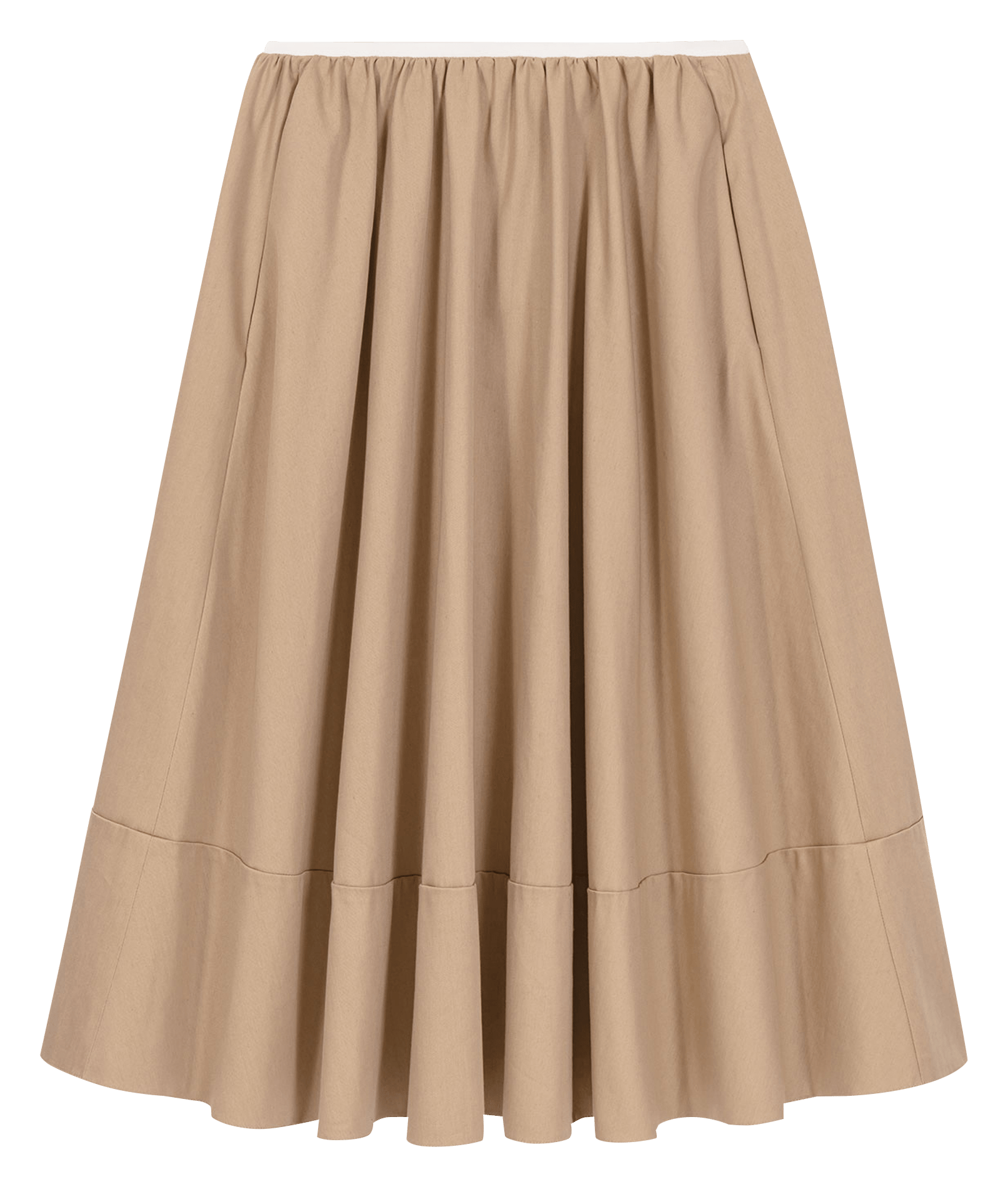 Jupe midi évasée en coton MAJE Beige
