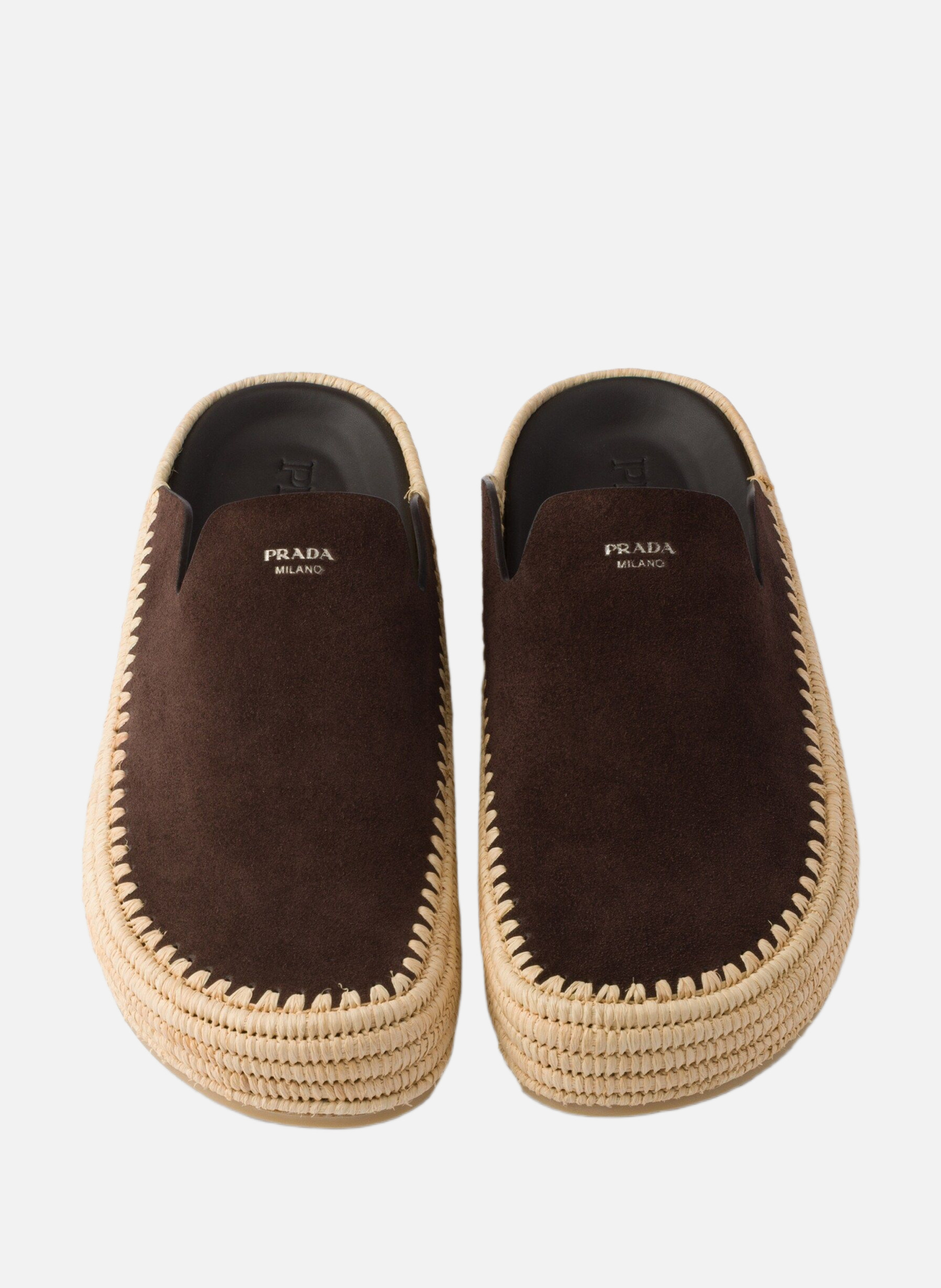 Mules en veau velours PRADA Marron