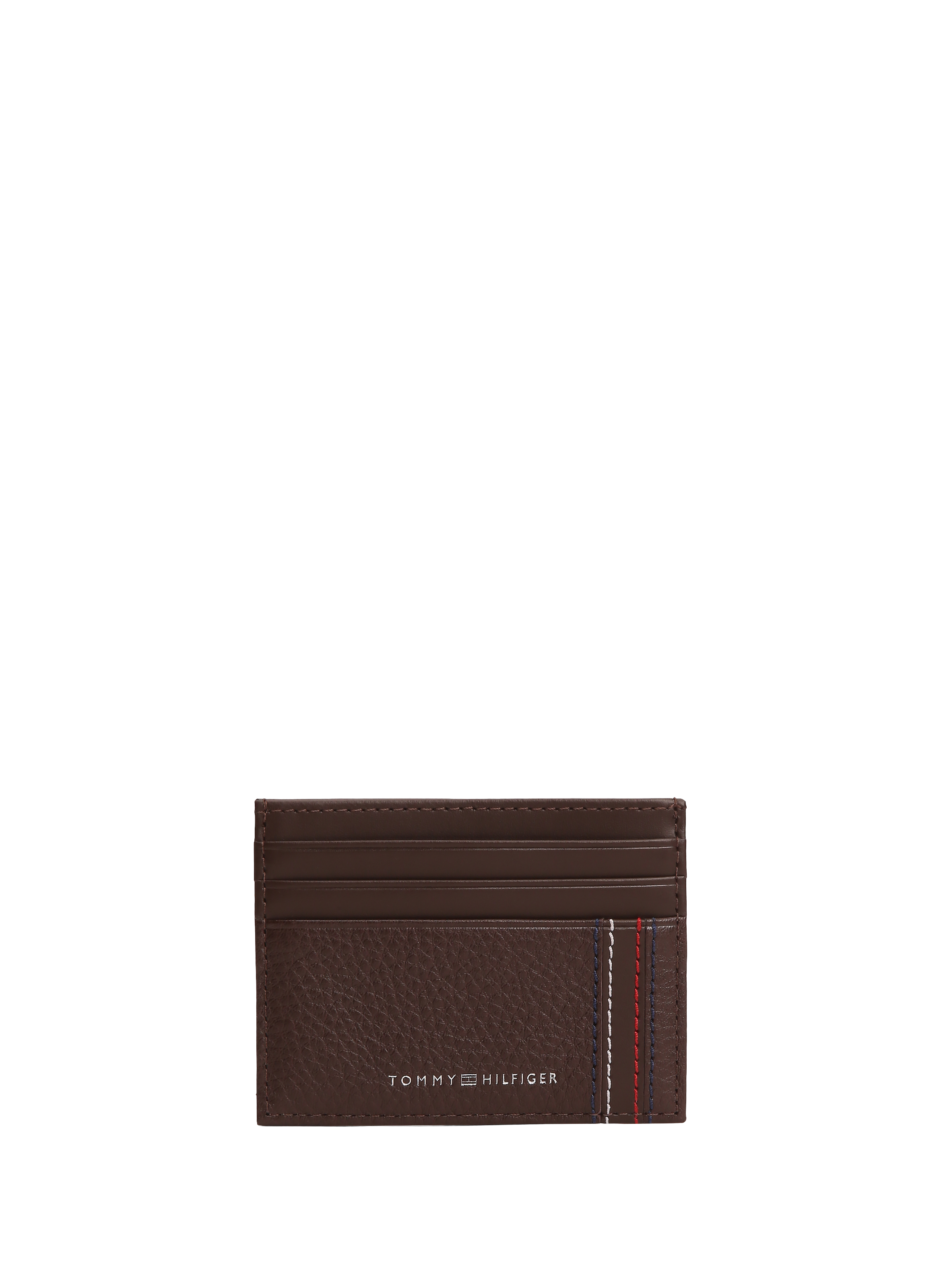 Porte-cartes rayé en cuir TOMMY HILFIGER Marron
