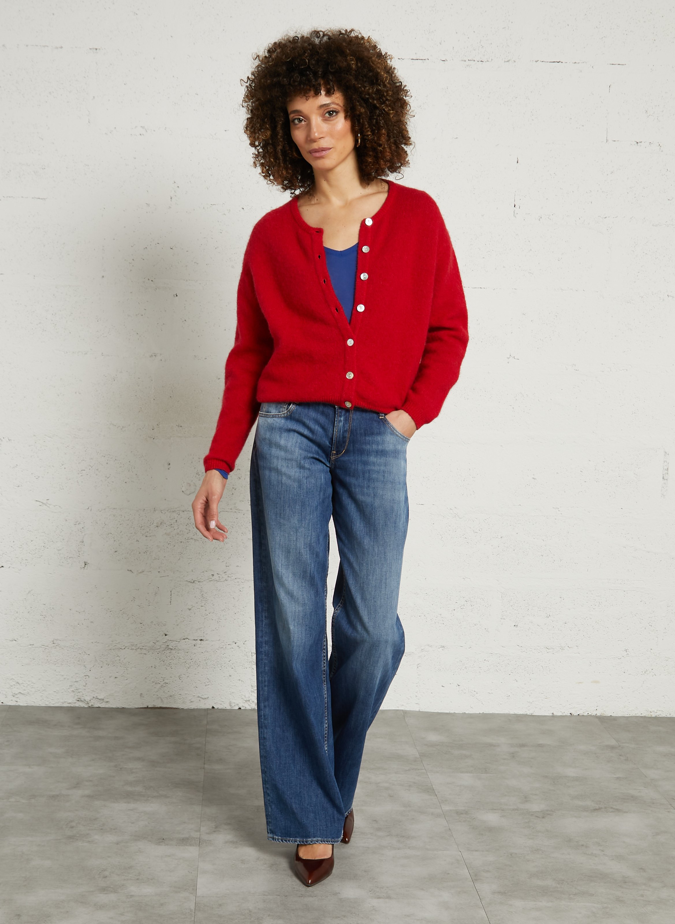 Gilet ample col rond en laine mélangée vitow AMERICAN VINTAGE Rouge