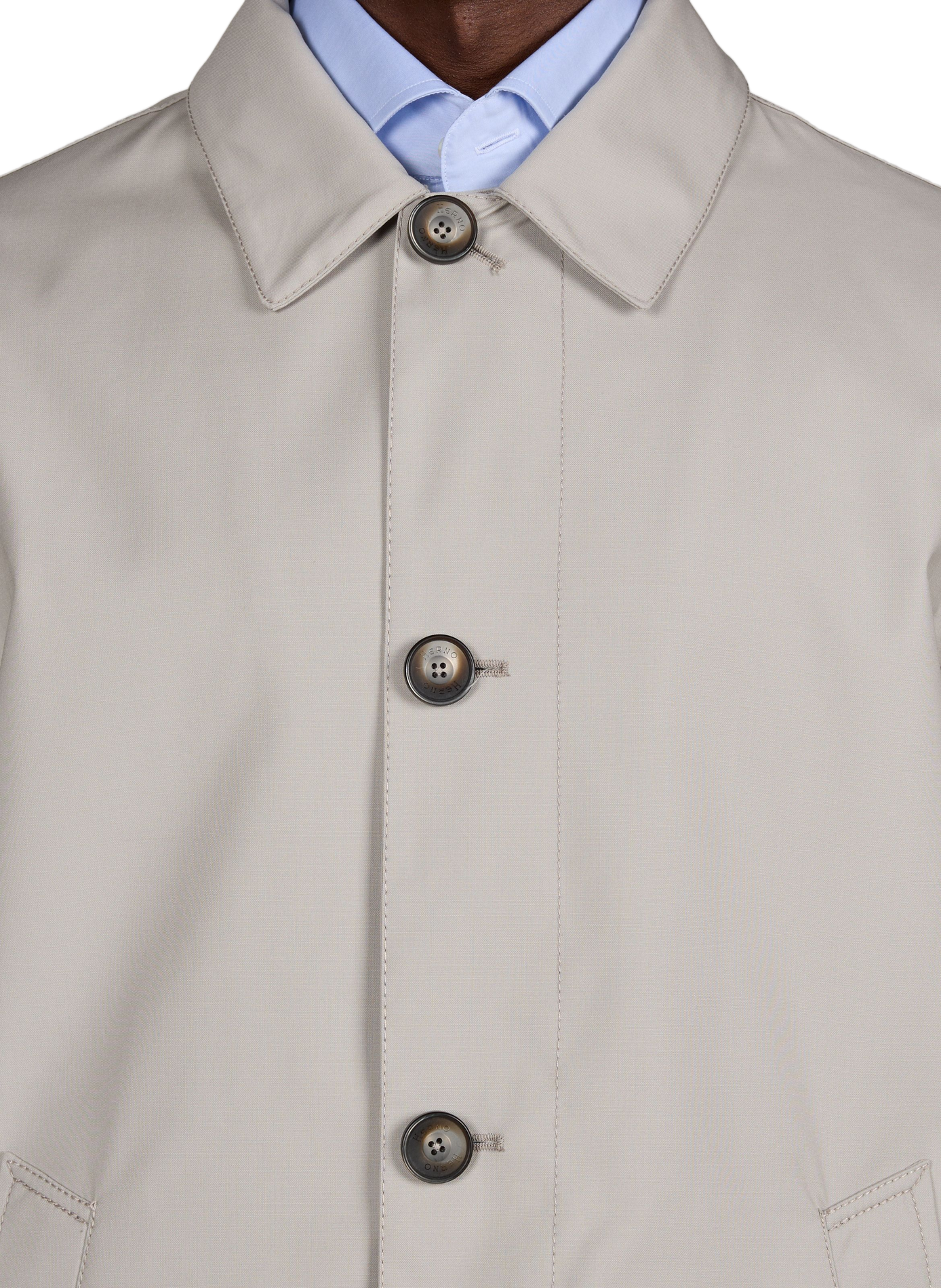 Plain raincoat with classic collar HERNO Grey