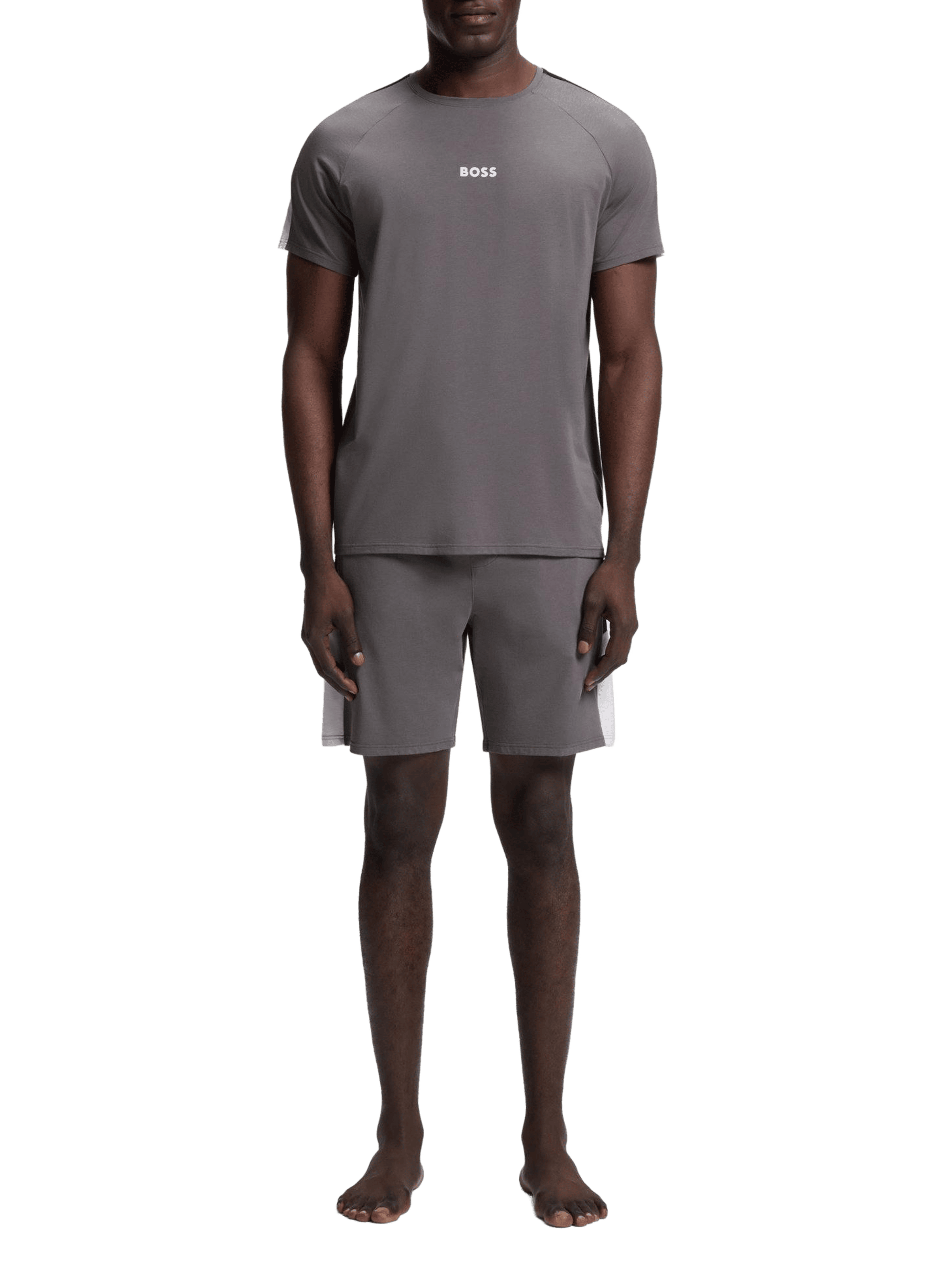 Ensemble de pyjama court en coton mélangé BOSS Gris