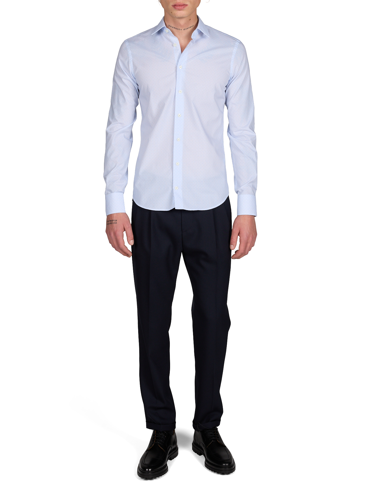 Slim fit cotton shirt with floral print VAN LAACK Blue