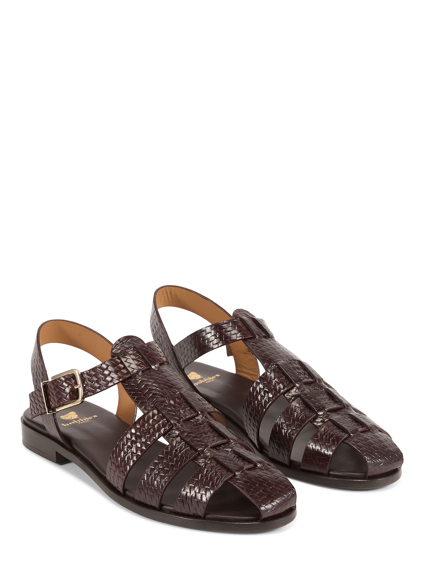 Woven leather Romane sandals BOBBIES Brown
