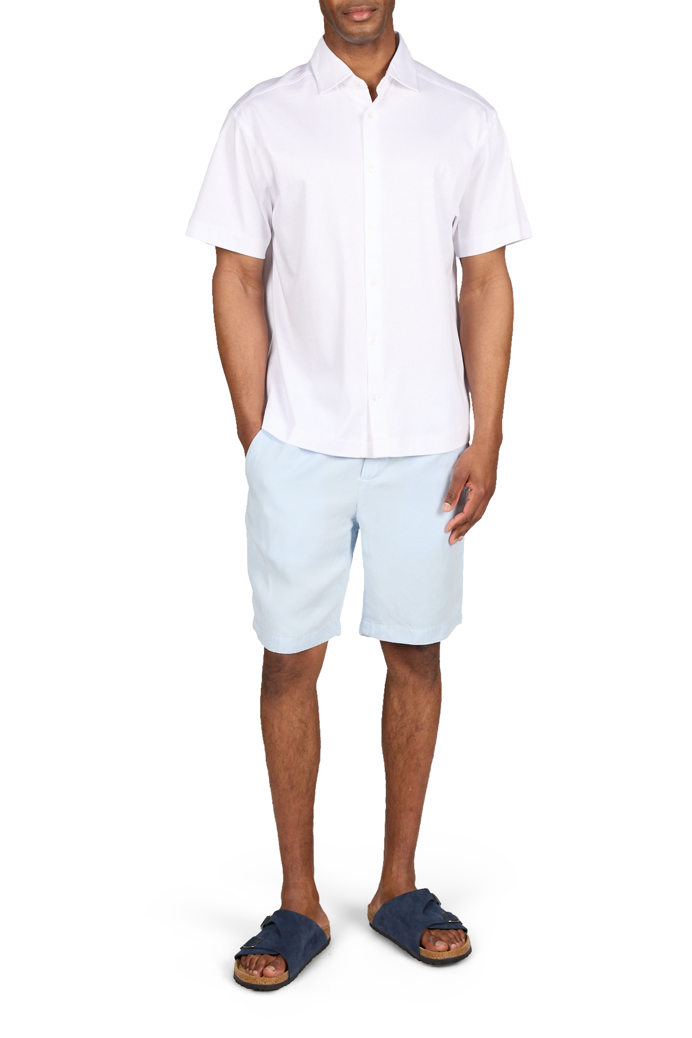 Solid short-sleeve cotton shirt STRELLSON White