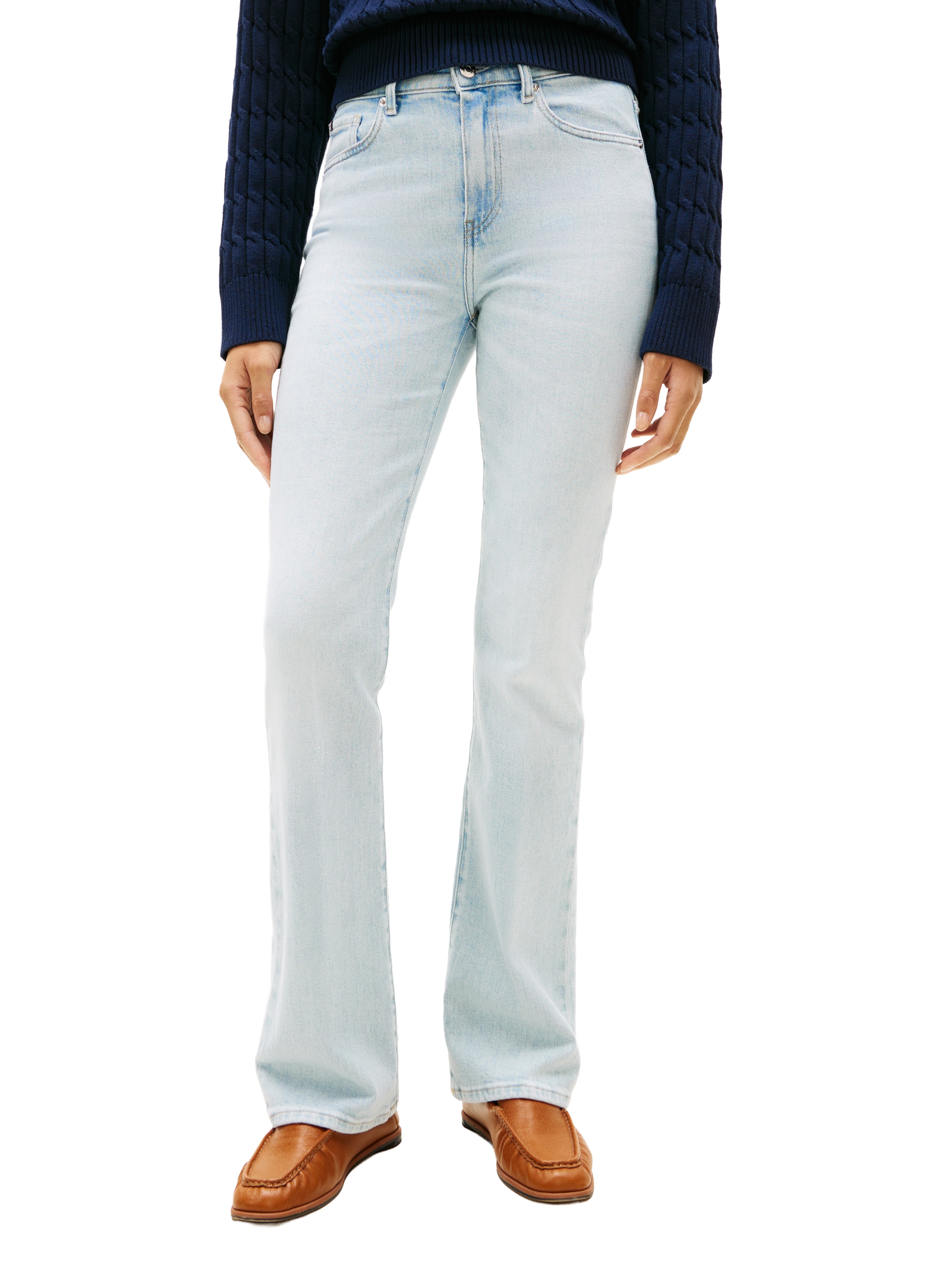 Bootcut Jeans in washed cotton blend TOMMY HILFIGER Blau