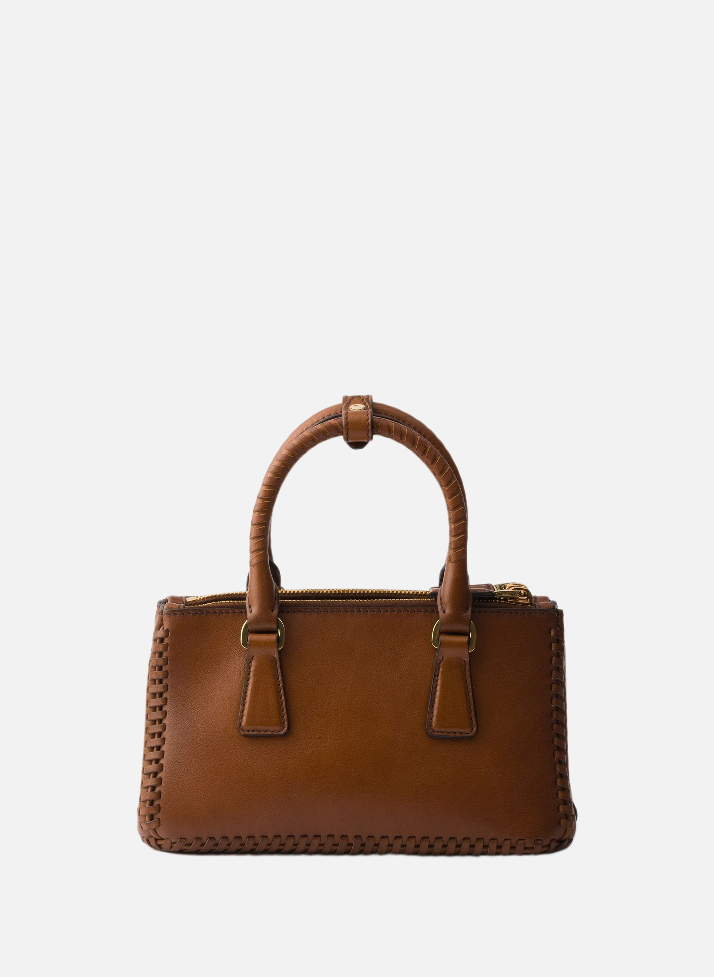 Mini sac prada galleria en cuir PRADA Marron