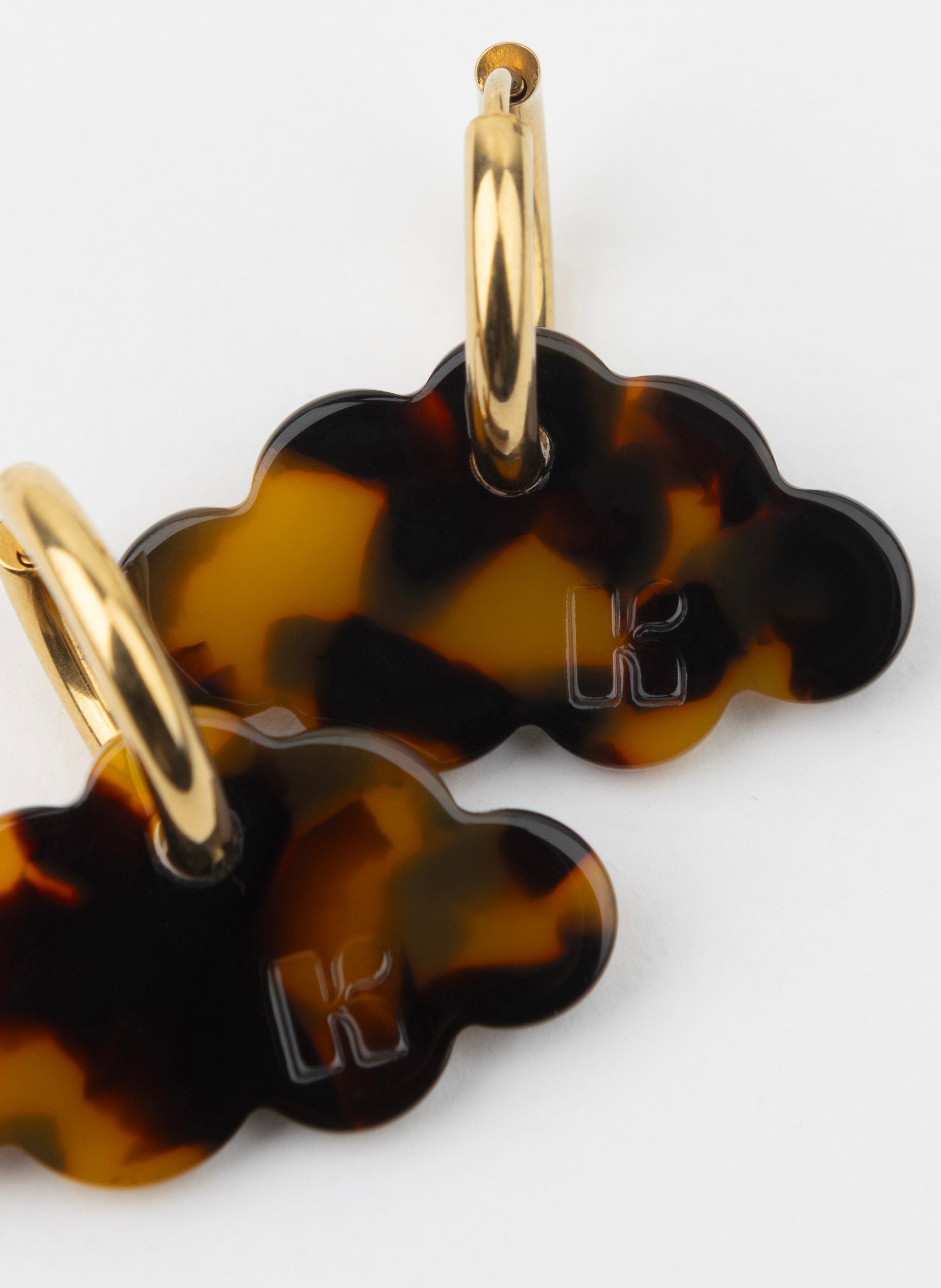 Boucles d'oreilles nuage avec anneaux en acier inoxydable argenté KURAGE GINZA Marron