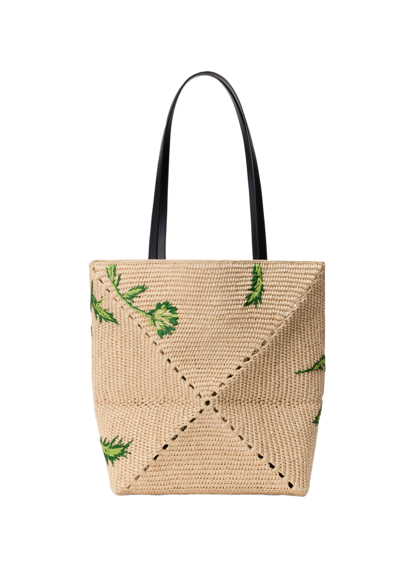 Puzzle Fold tote moyen en raphia et cuir de veau LOEWE Beige