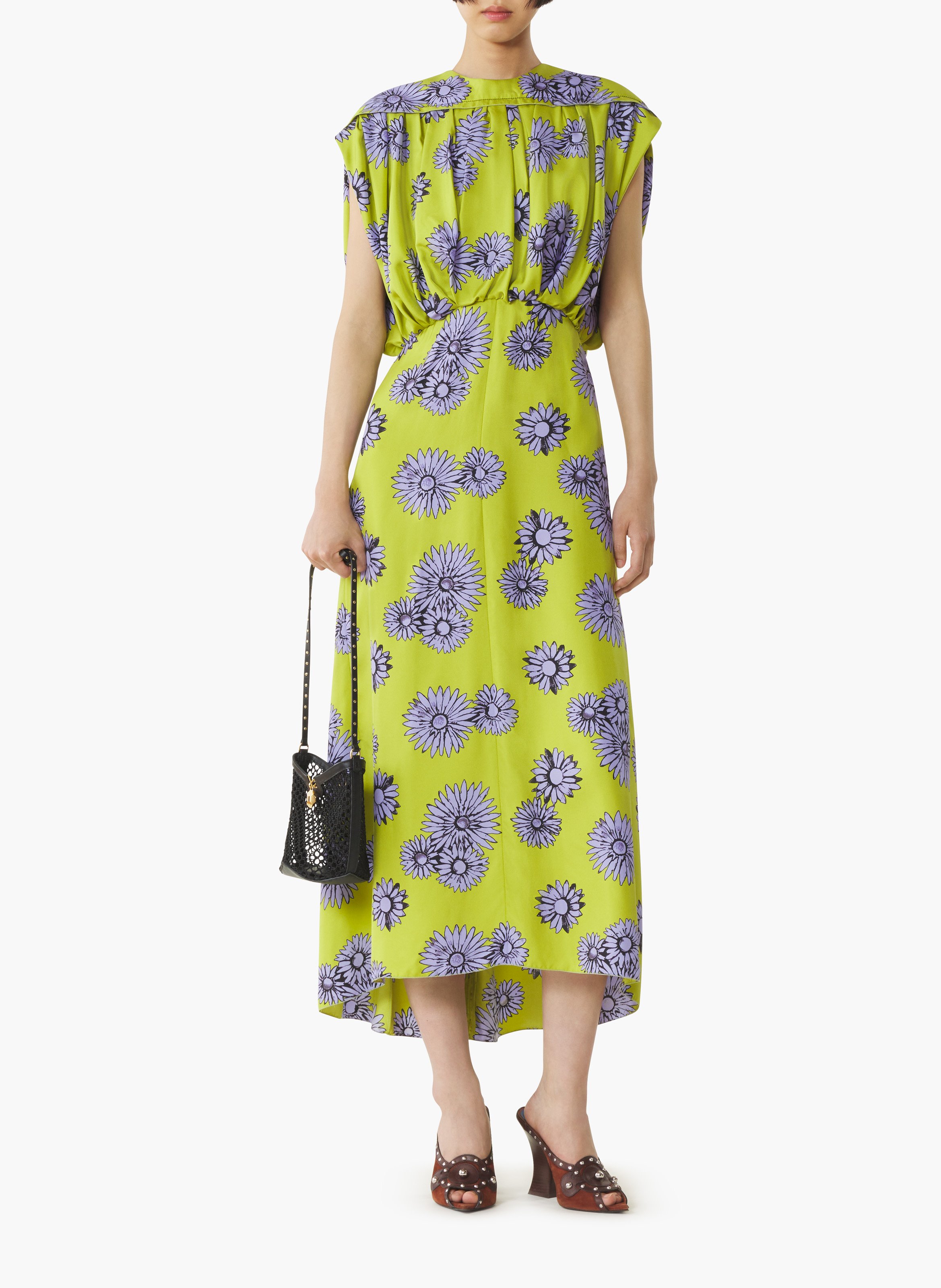 Robe midi en soie imprimée LANVIN Vert