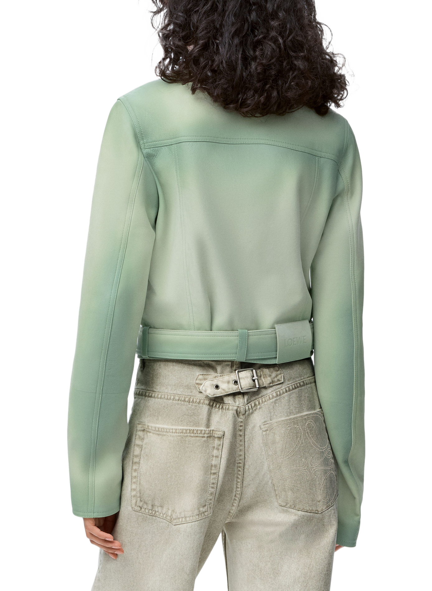 Short velvet lamb leather jacket LOEWE Green