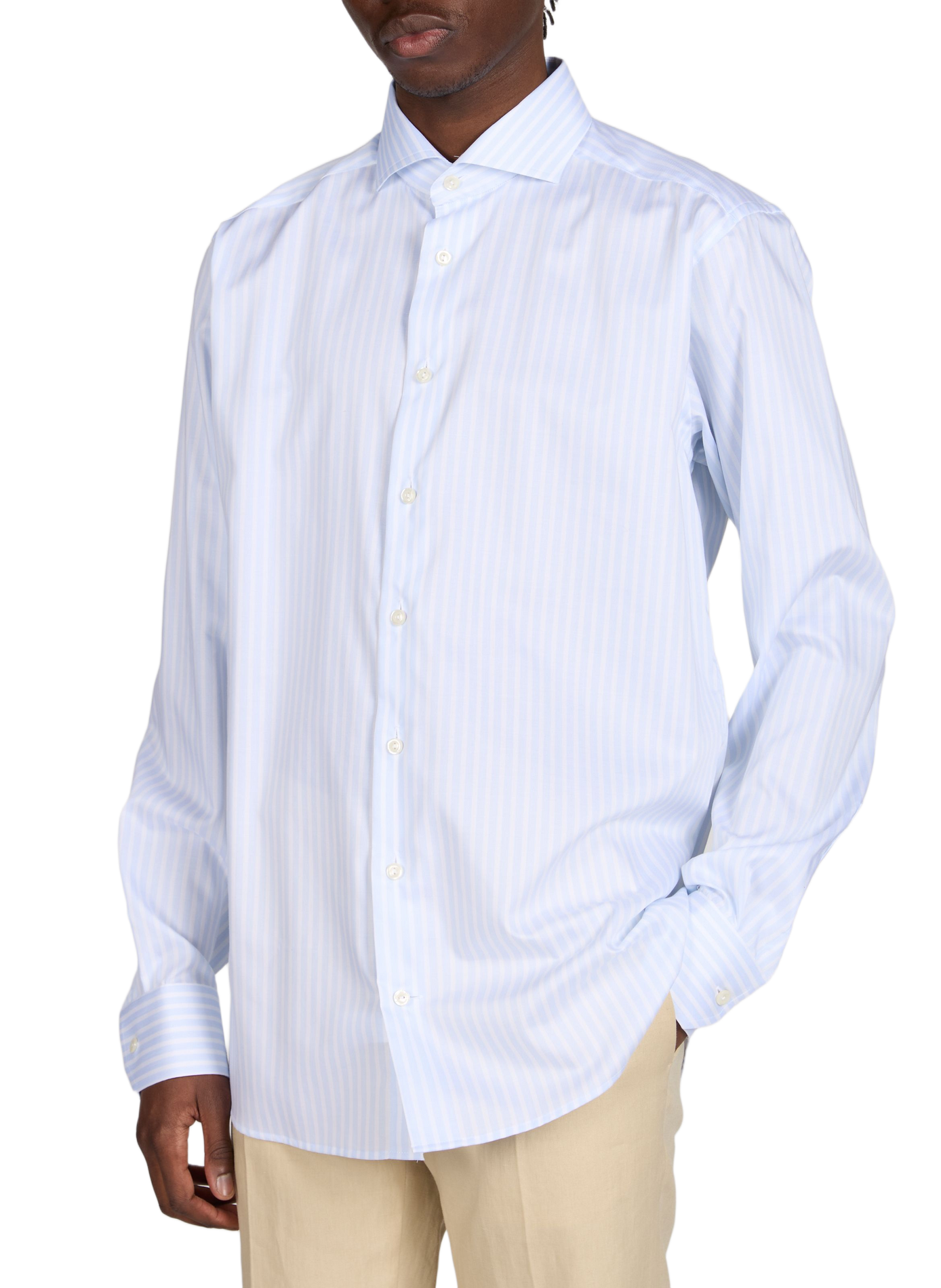 Straight Striped Cotton Shirt ETON Blue