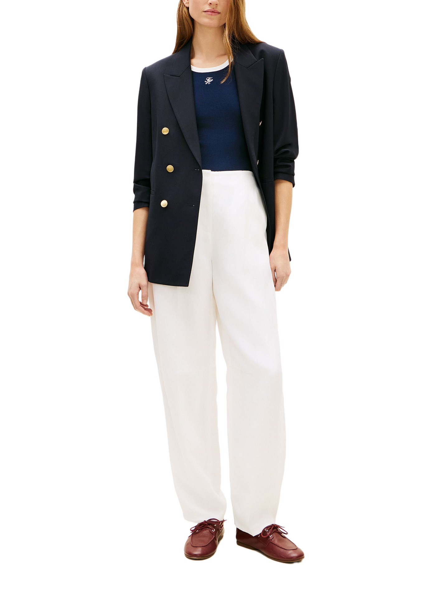 Wide-leg trousers in solid color TOMMY HILFIGER White