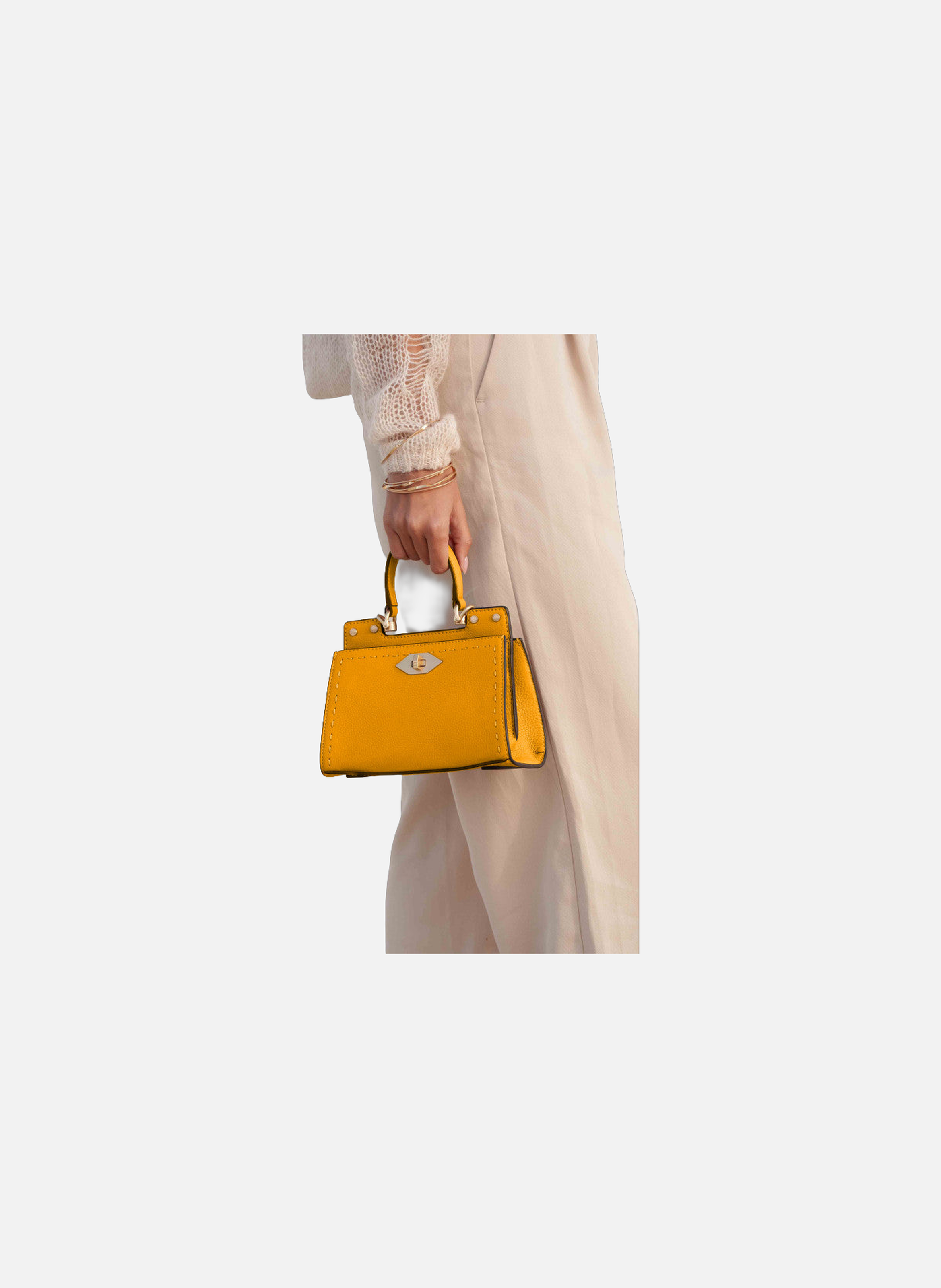 Trianon | sac à main micro en cuir de vachette POURCHET Jaune