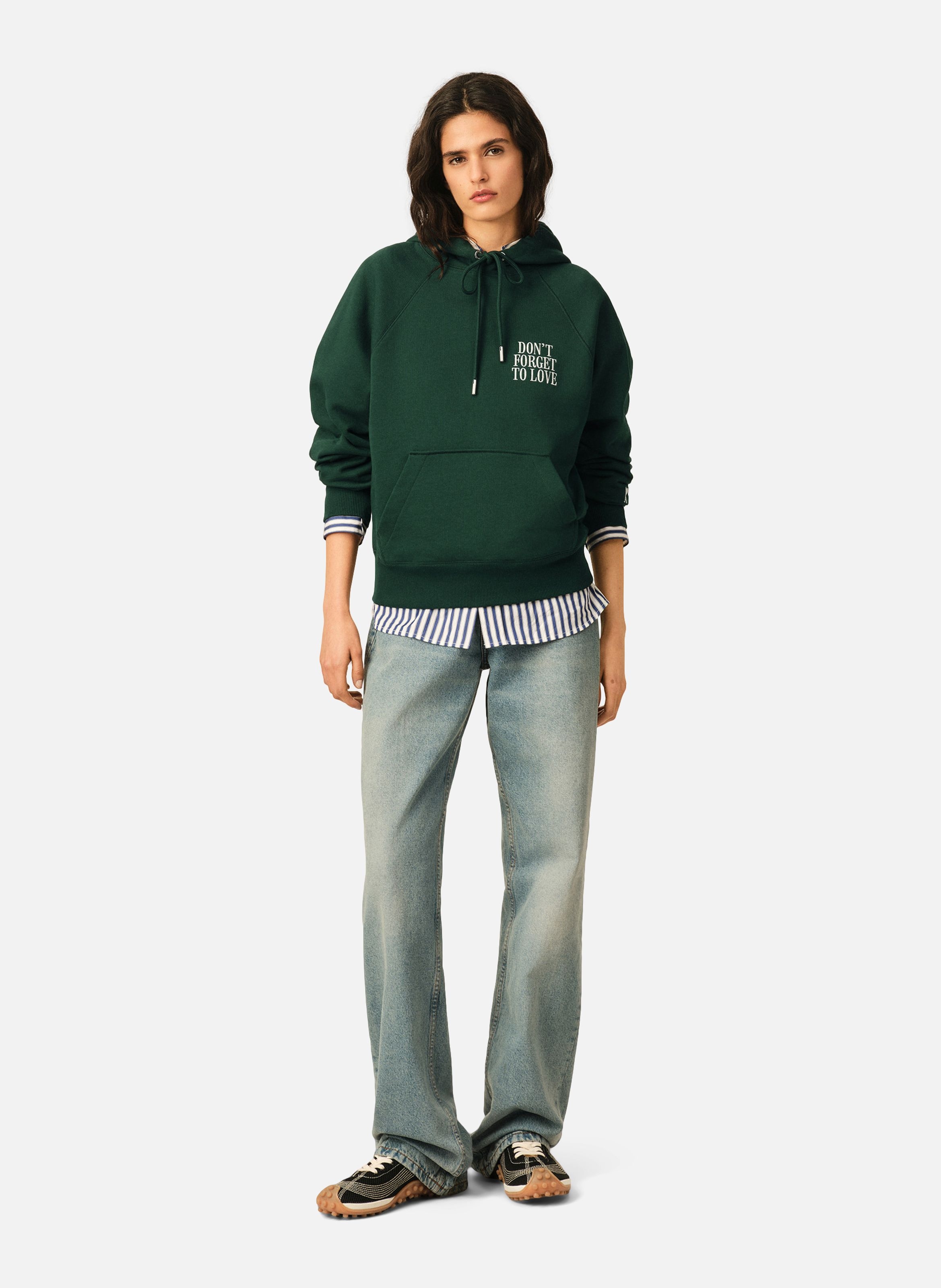 Hoodie unisexe en coton "don't forget to love" AMI PARIS Vert