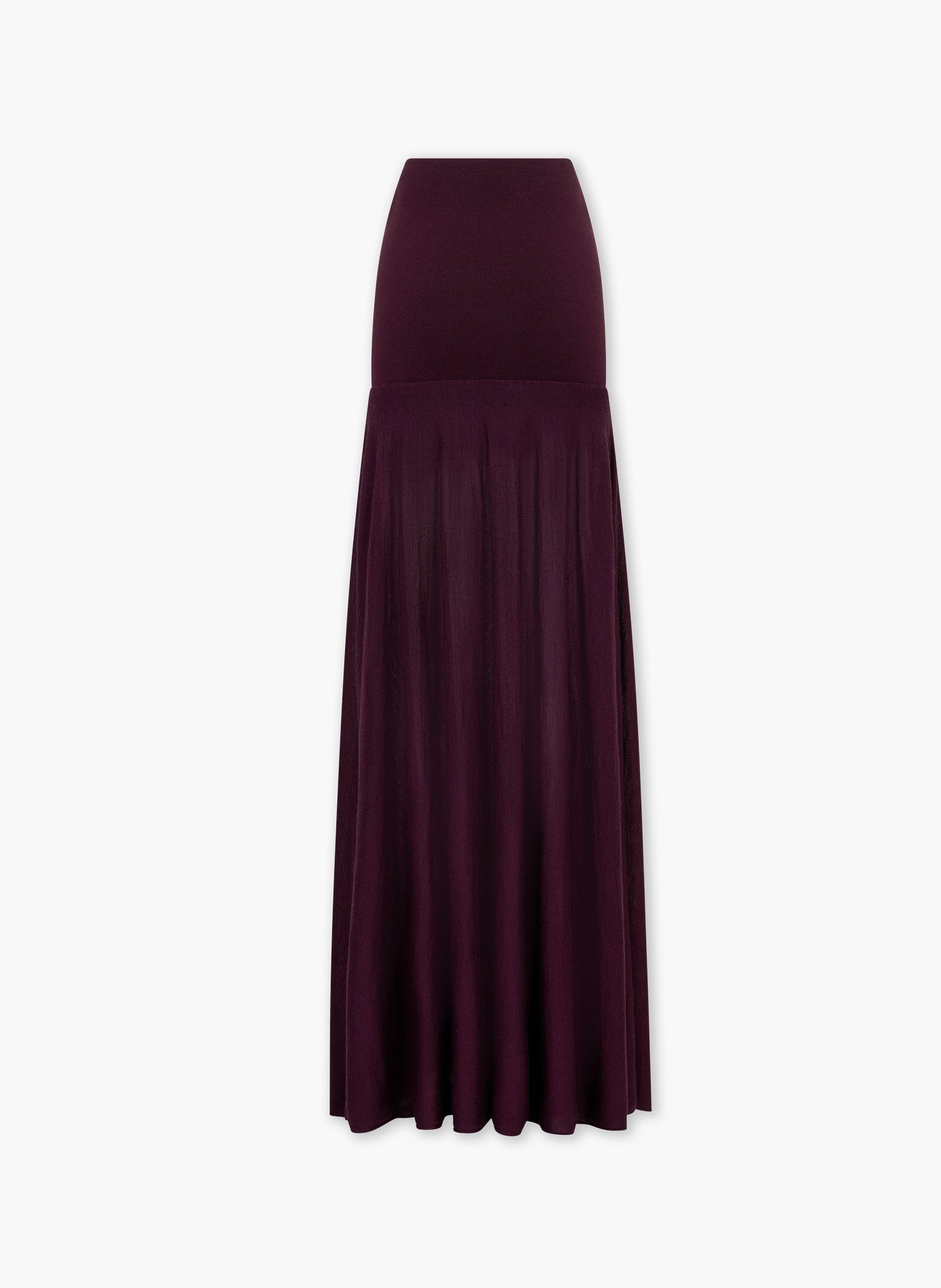 Longue jupe fluide en maille de laine RABANNE Violet