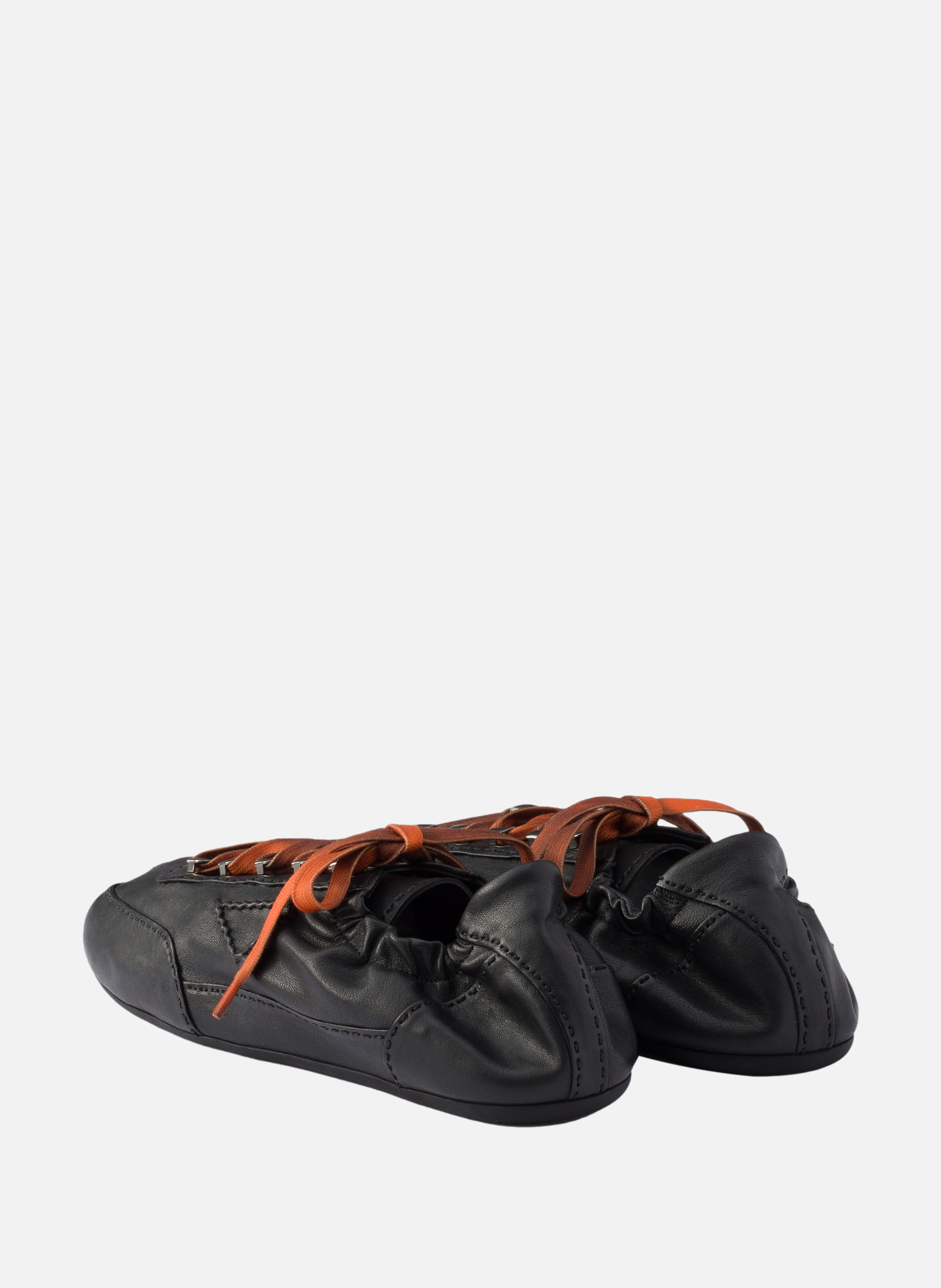 Baskets collapse en cuir nappa vieilli avec croche PRADA Noir