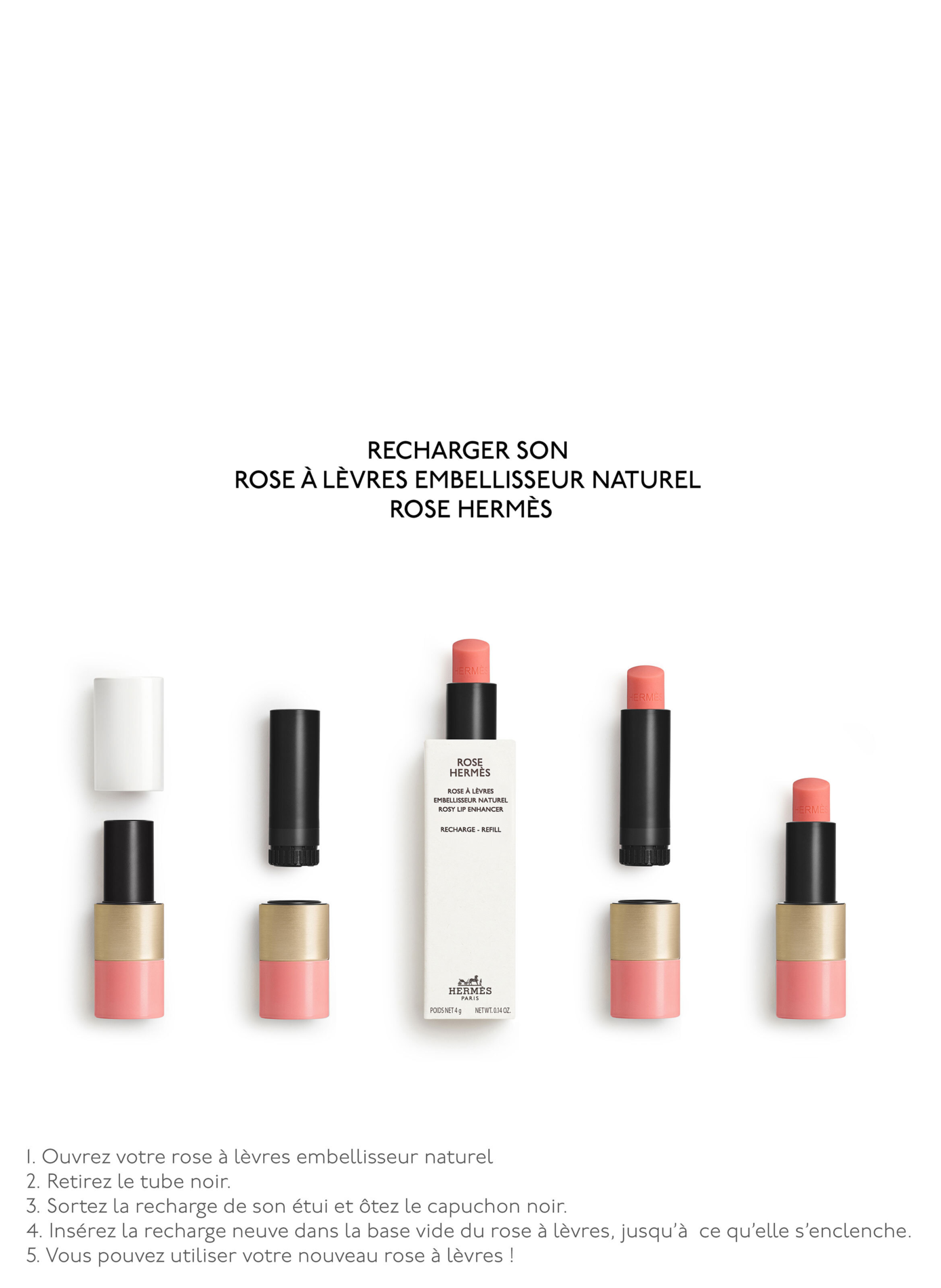 Rose Hermès, recharge rose à lèvres embellisseur, Rose Tan | Rose tan HERMÈS Beauté