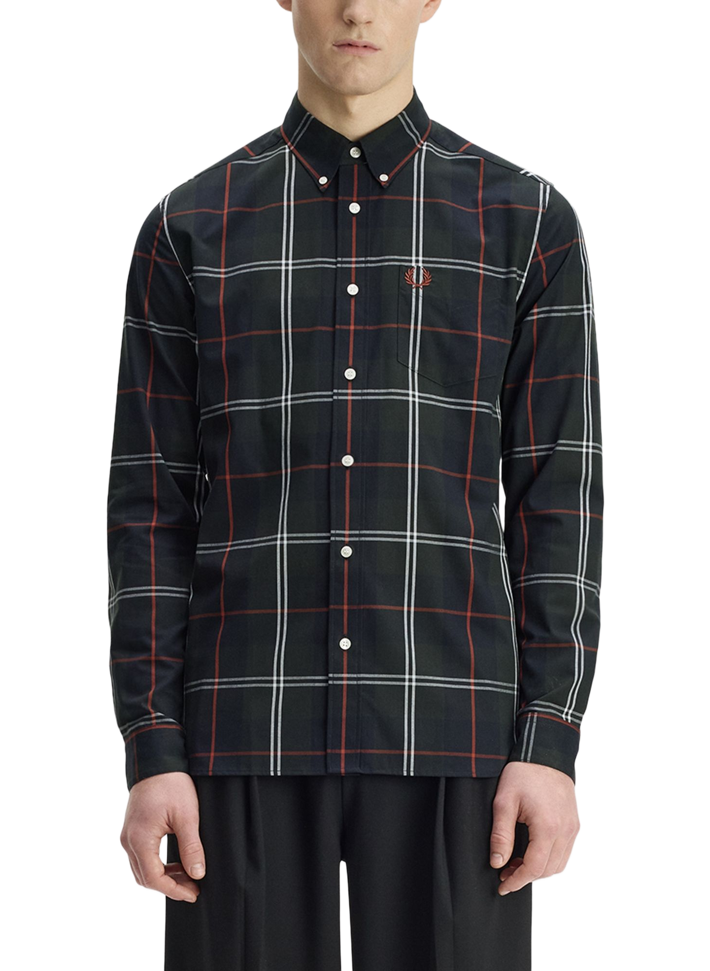 Chemise col classique en coton FRED PERRY Vert
