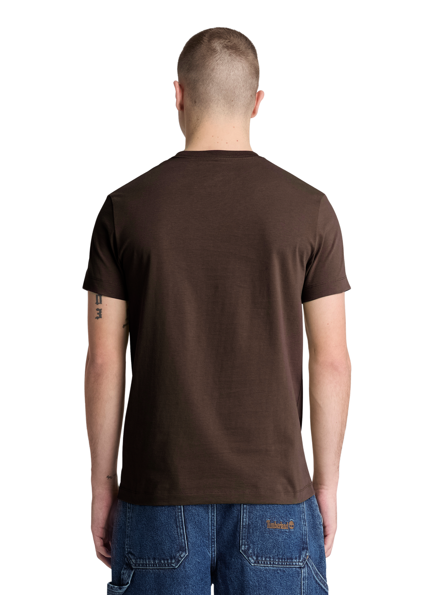 Gerader T-Shirt mit gesticktem Logo aus Baumwolle TIMBERLAND Braun