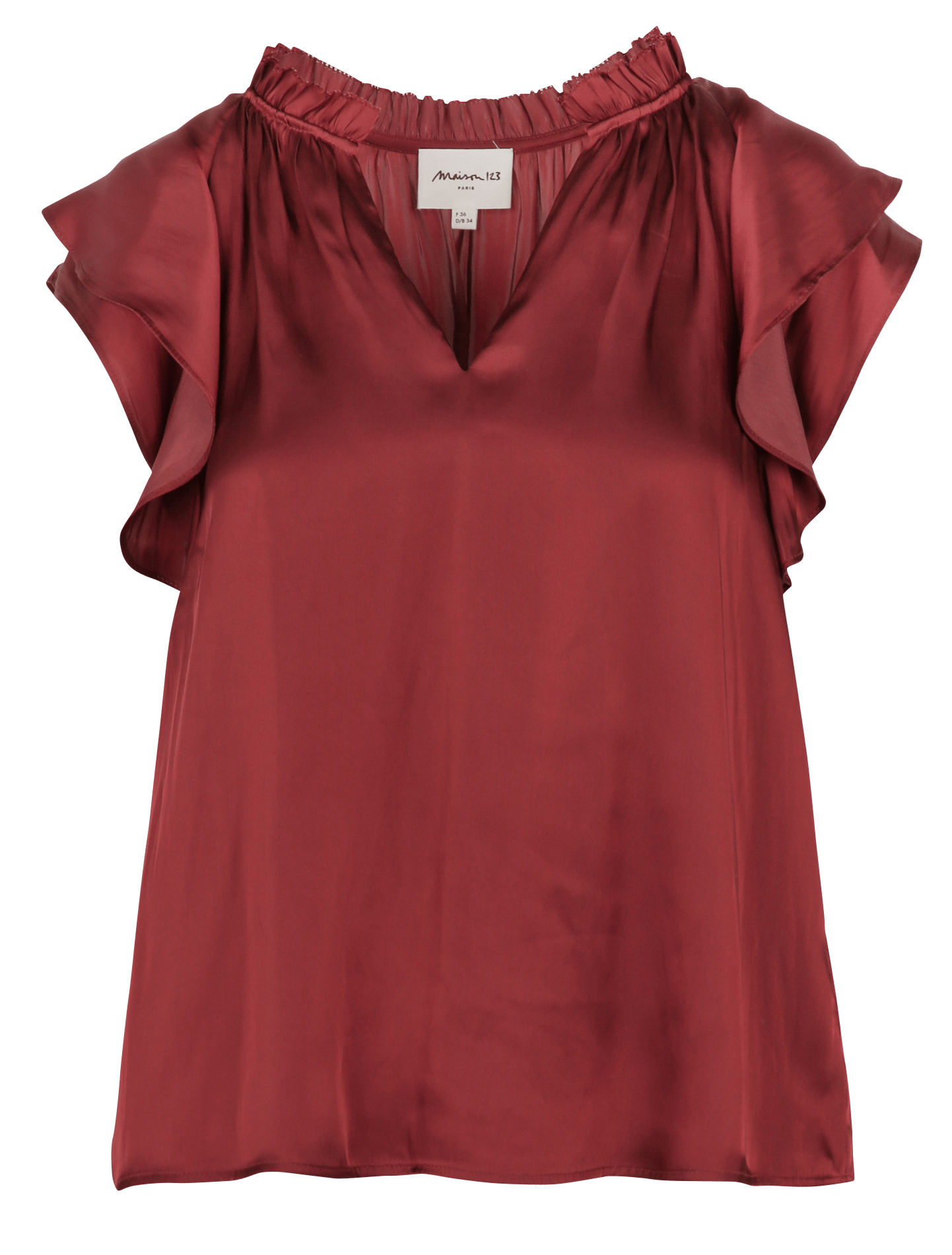 Top sans manches à volants satiné scarlett MAISON 123 Rouge