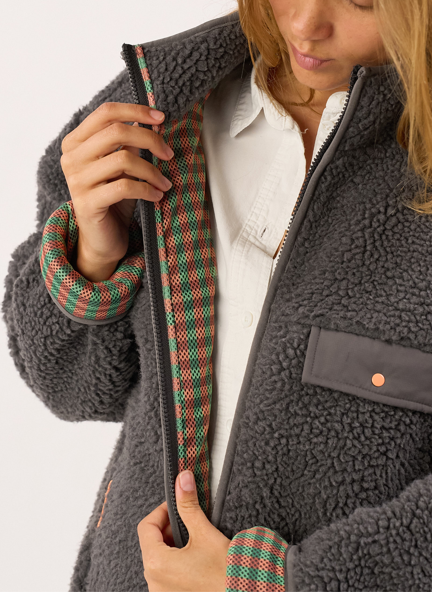 Veste sherpa zippée manches longues | Gris BILLYBELT Femme