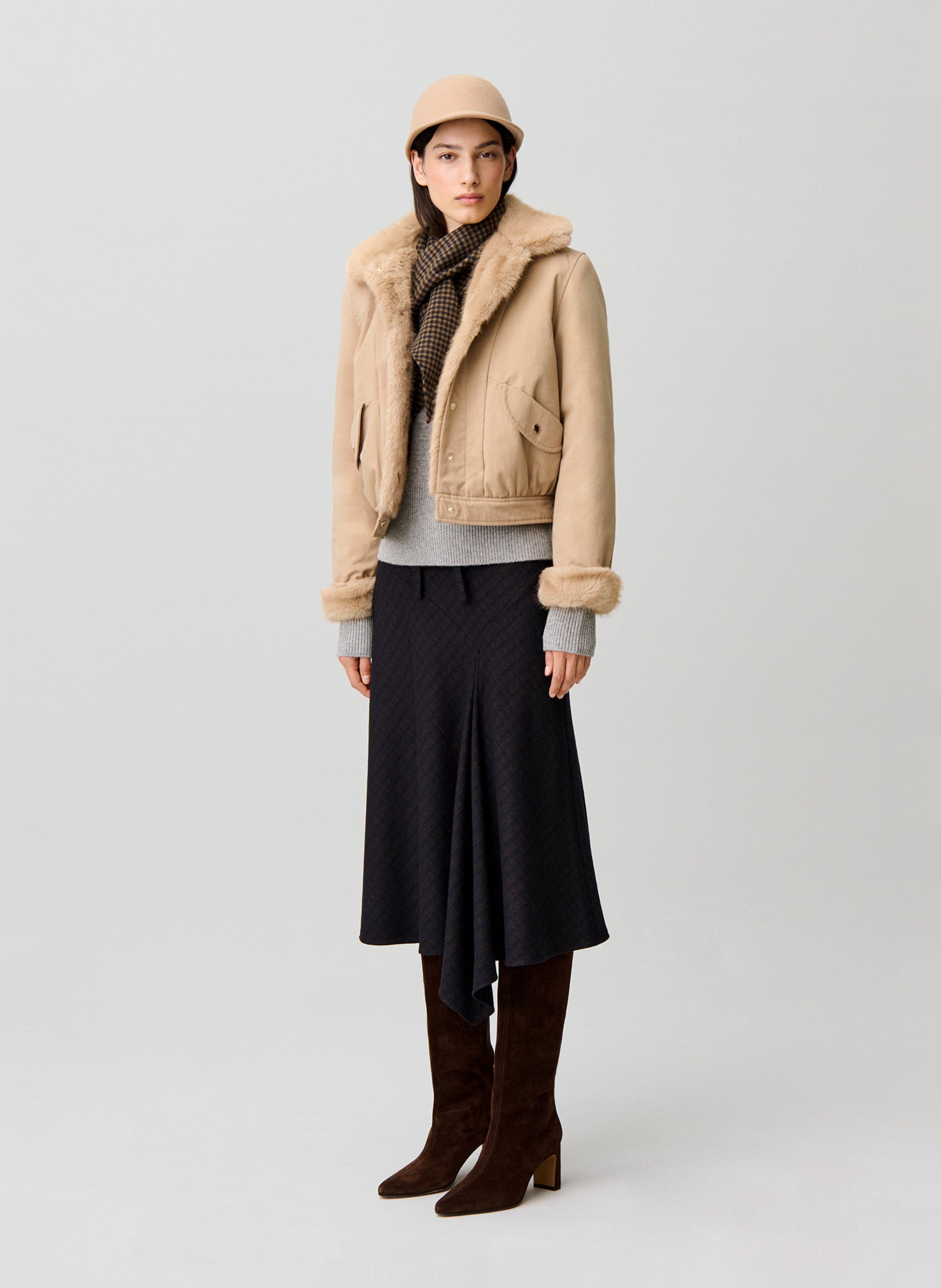 Parka col classique en coton mélangé CLAUDIE PIERLOT Beige