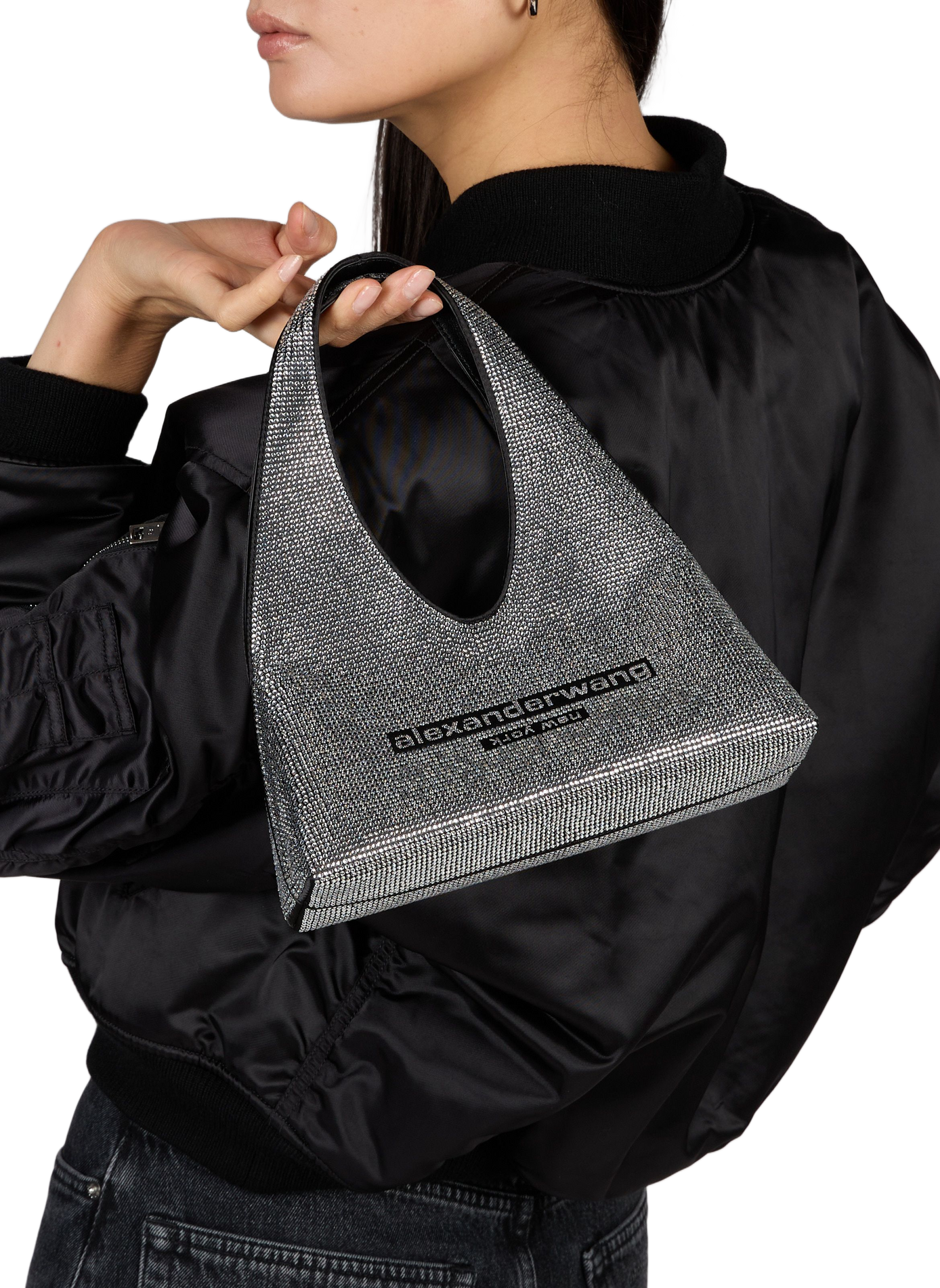 Mini Hobo bag with rhinestones ALEXANDER WANG Silver