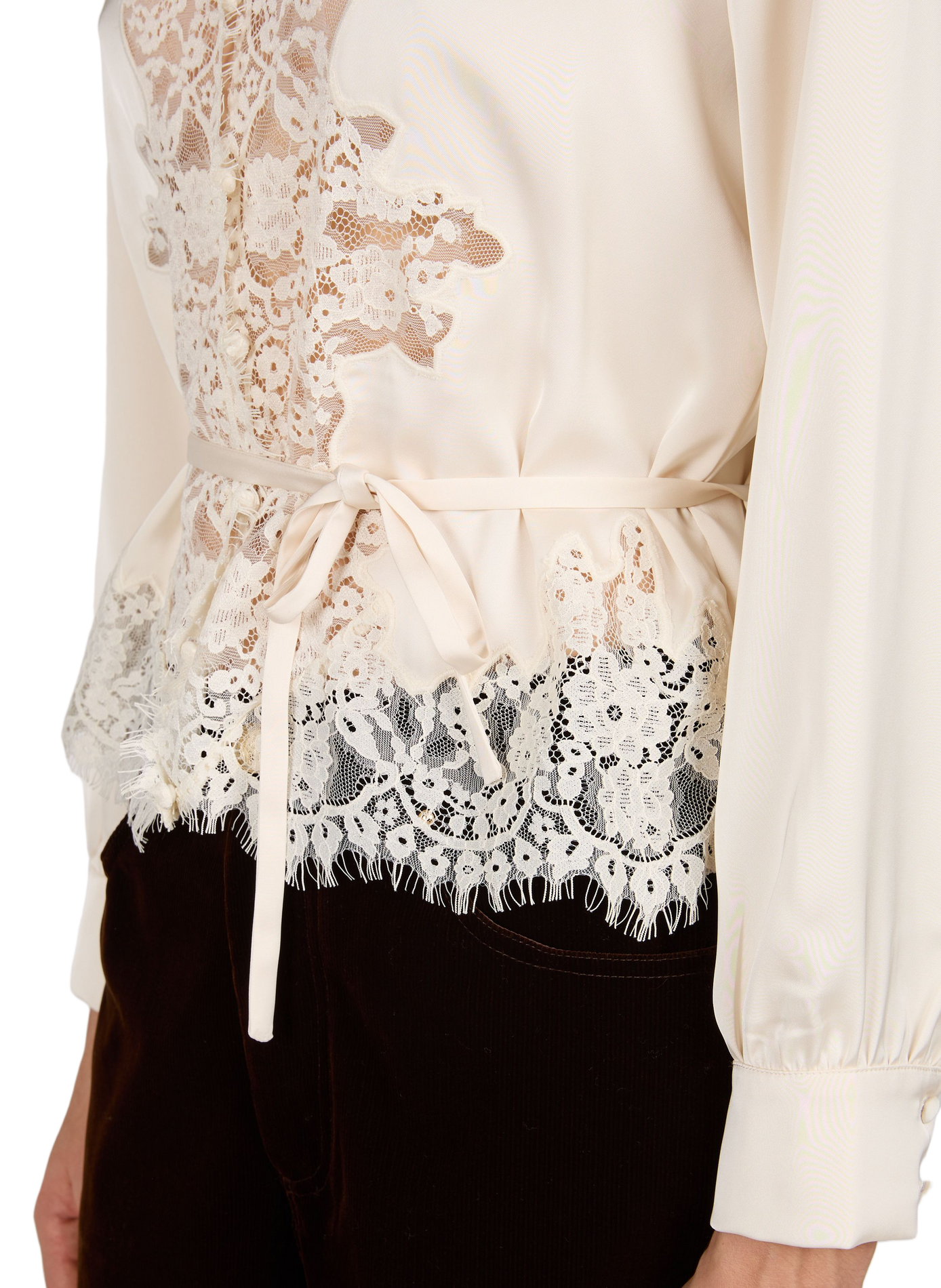 Top Telmalace straight satin with lace PETITE MENDIGOTE Beige