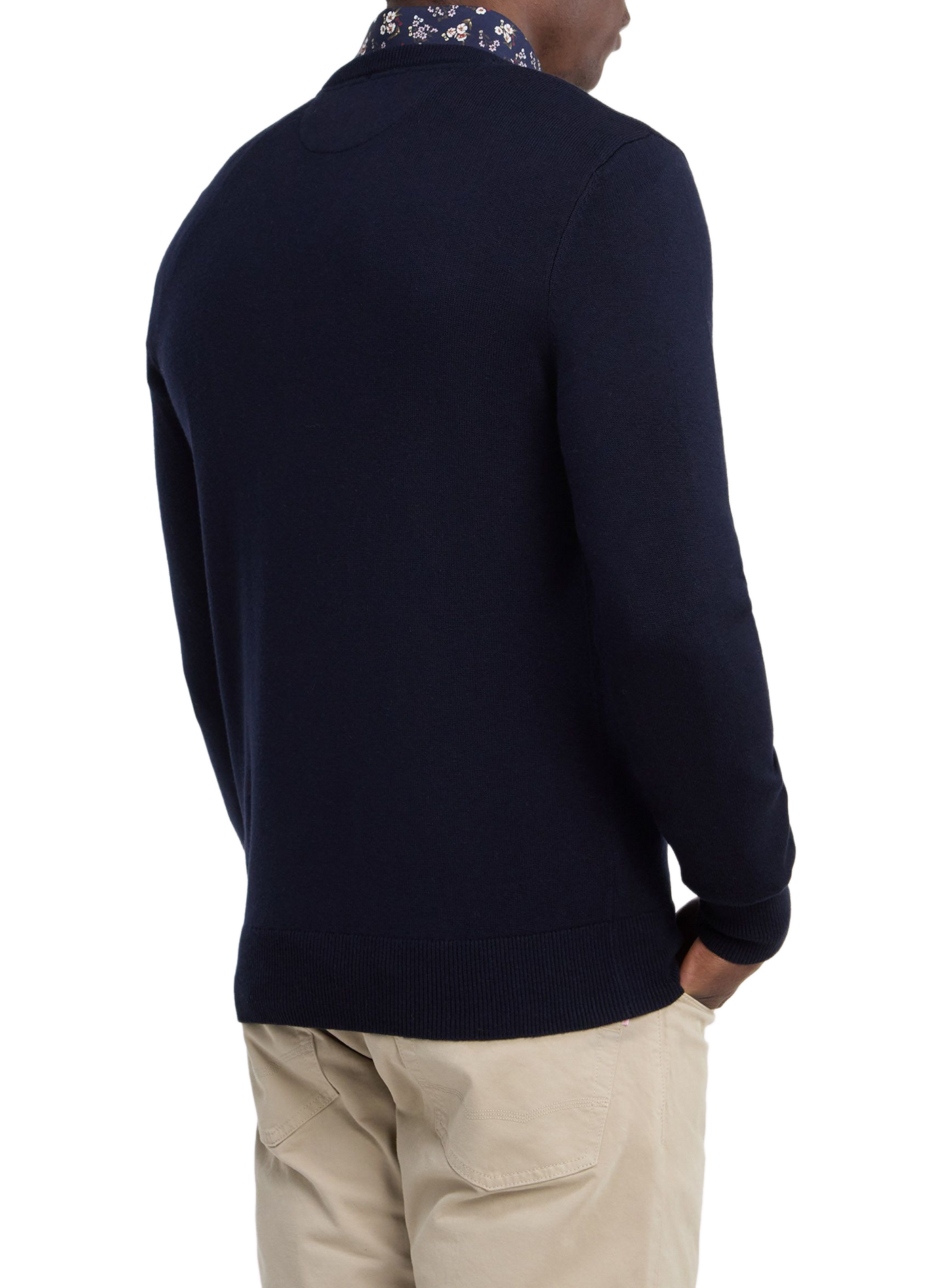 Gerader Pullover mit V-Ausschnitt aus Wolle und Baumwolle EDEN PARK Blau