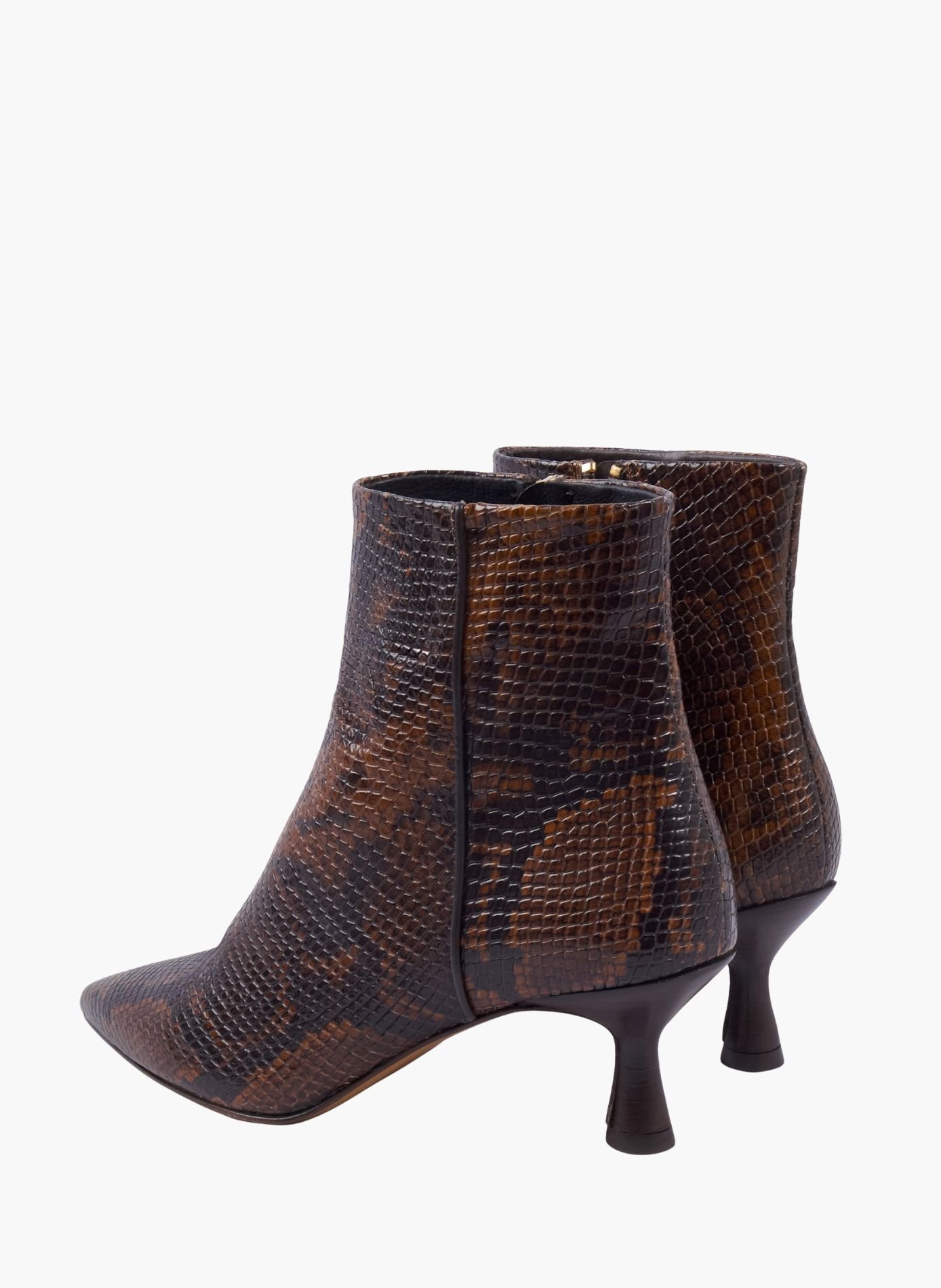 Bottines pointues isaure cuir imprimé JULES & JENN Marron