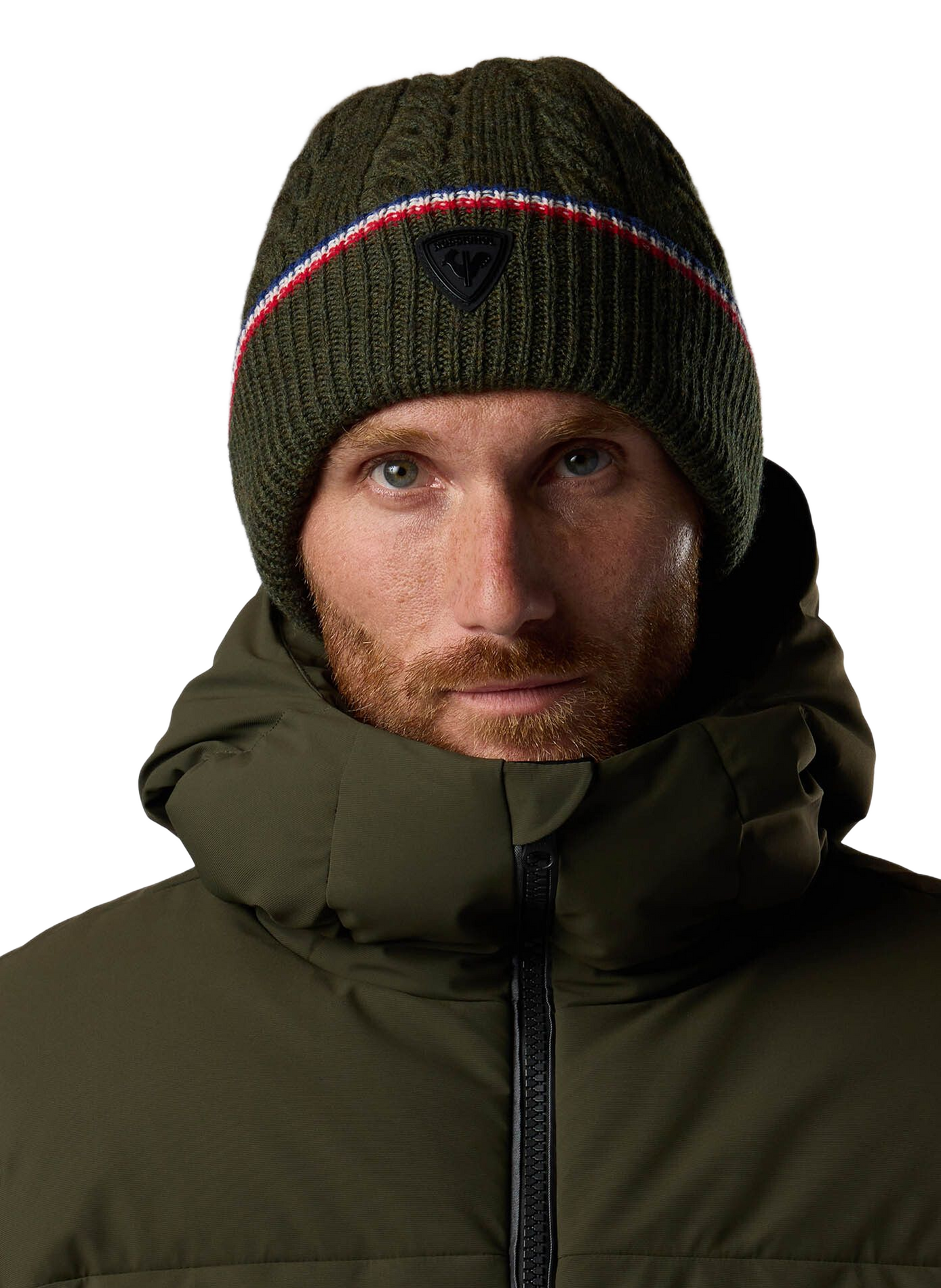 Beanie mit Umschlag im Zopfmuster ROSSIGNOL Khaki