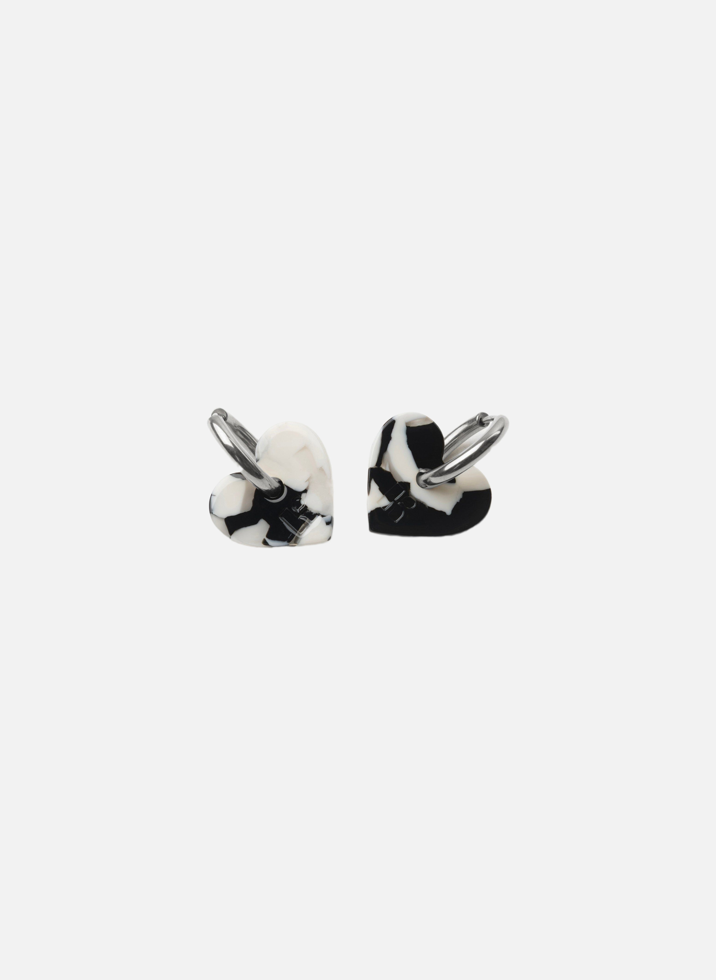 Boucles d'oreilles lova lova avec anneaux en acier inoxydable argenté  Noir et blanc
