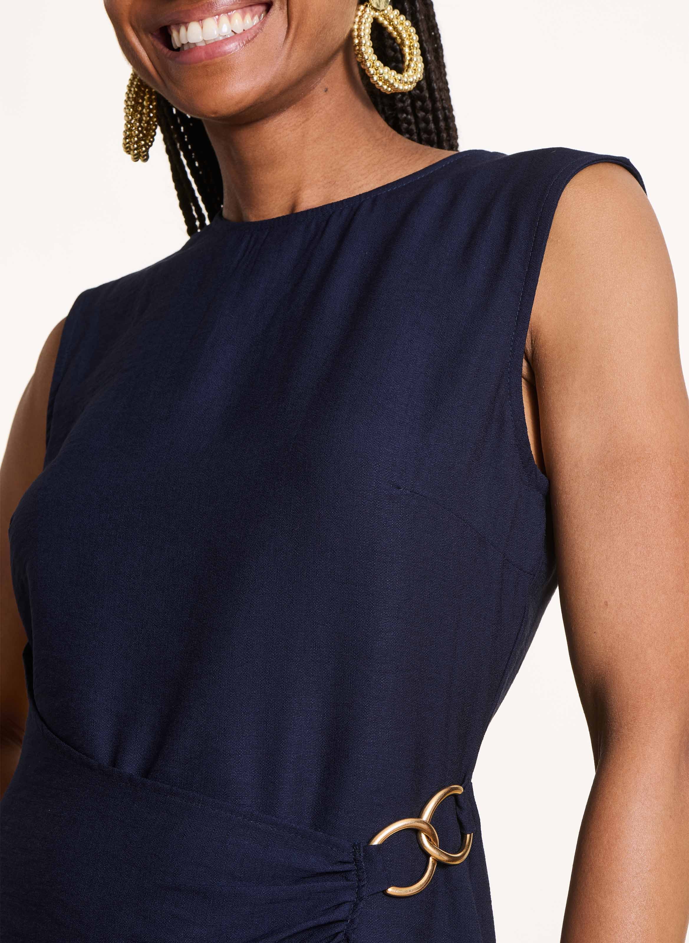 Midi jurk met ronde hals LA FEE MARABOUTEE Blauw