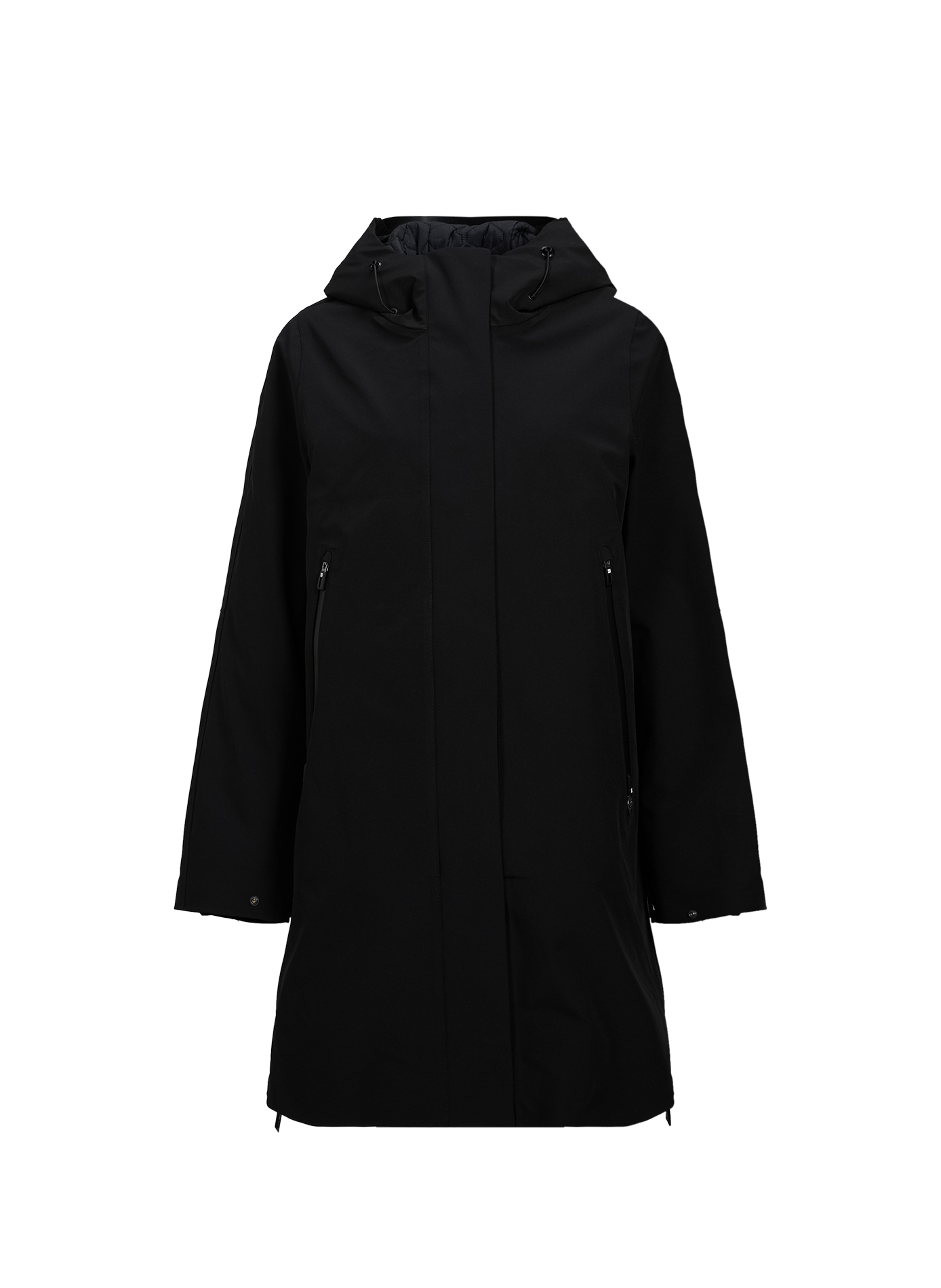 PLANCK long straight hooded parka KRAKATAU Black
