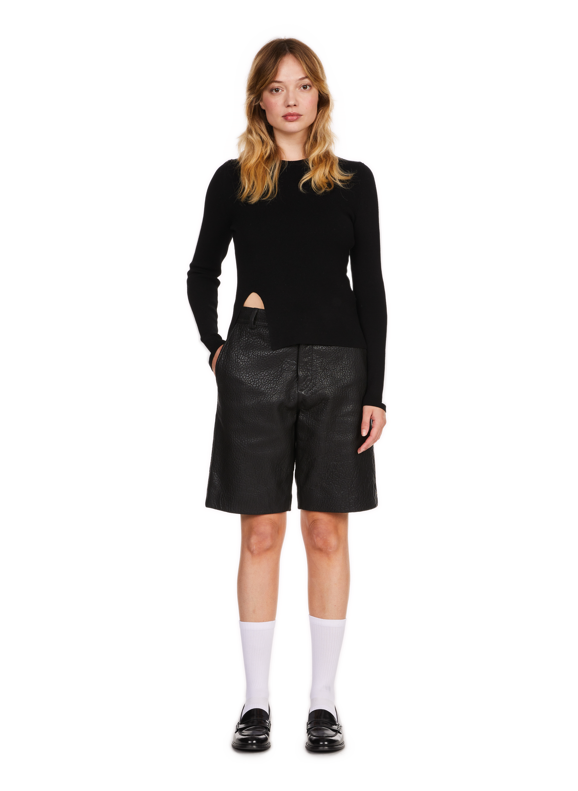Leather Bermuda shorts SAISON 1865 Black
