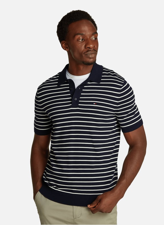 Striped cotton polo shirt Blue by TOMMY HILFIGER TOMMY HILFIGER Striped cotton polo shirt Blue