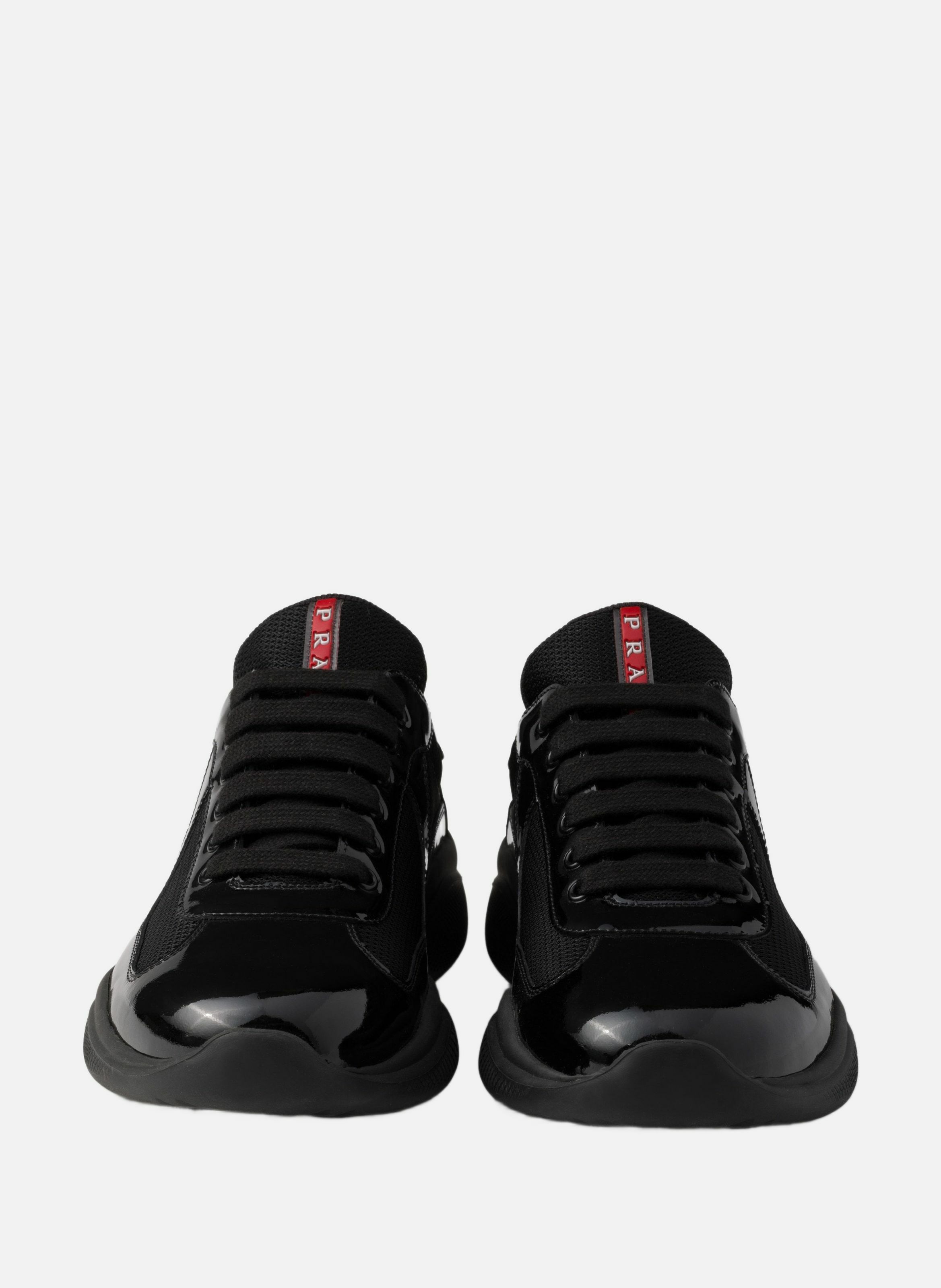 Sneakers prada america’s cup en cuir verni et tiss PRADA Noir